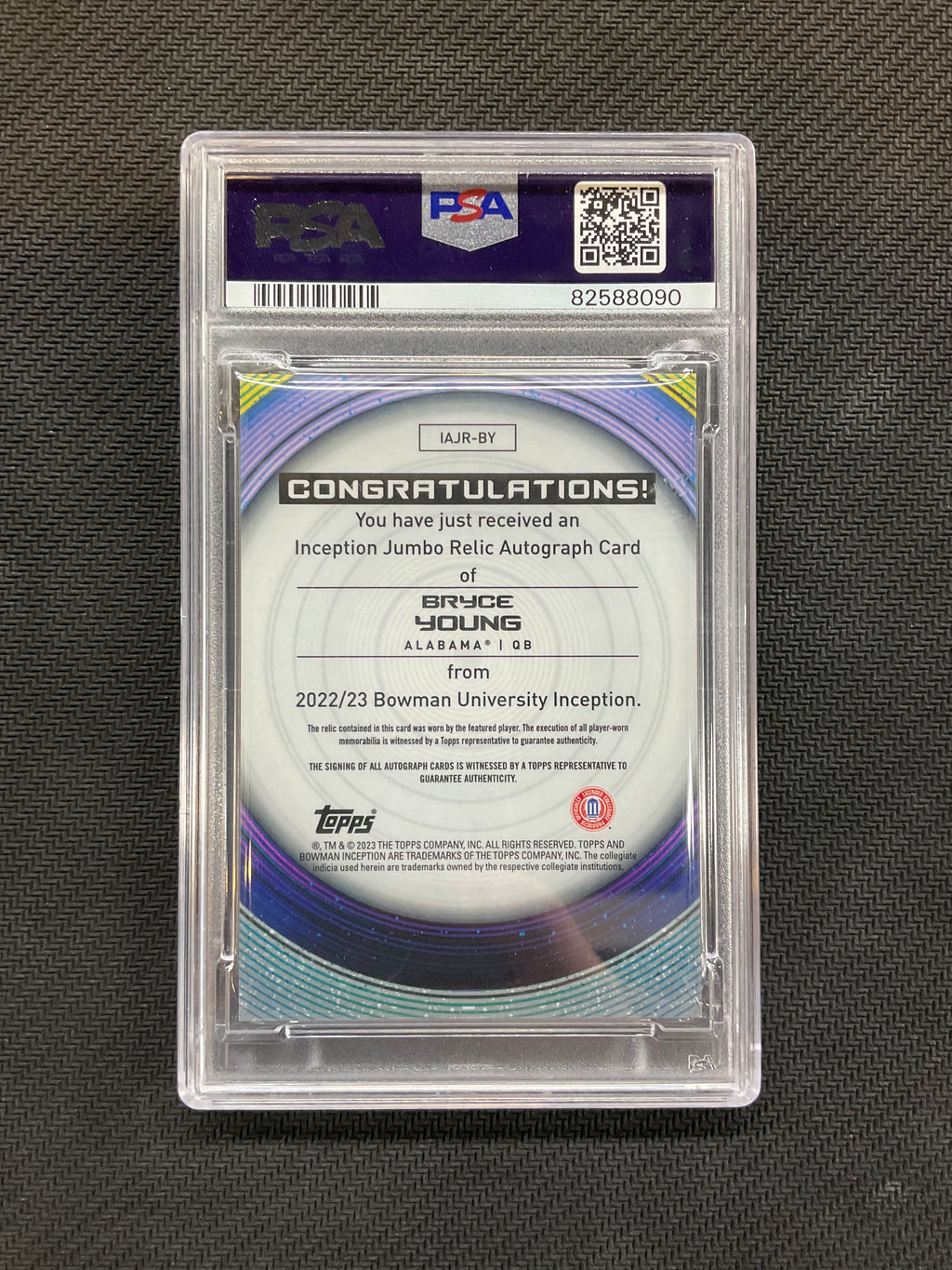 2022 Bowman U Inception Bryce Young Patch Auto /199 PSA 9 10 Alabama 090