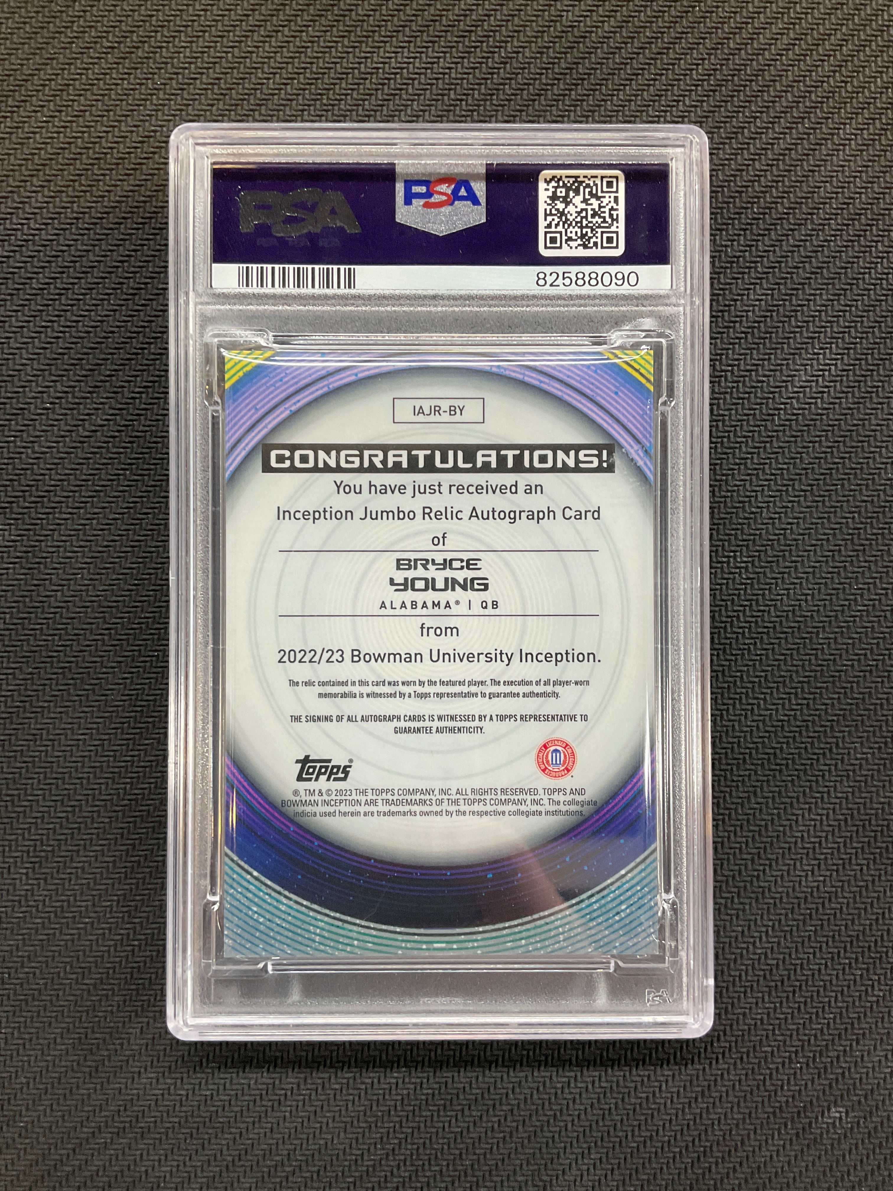 2022 Bowman U Inception Bryce Young Patch Auto /199 PSA 9 10 Alabama 090
