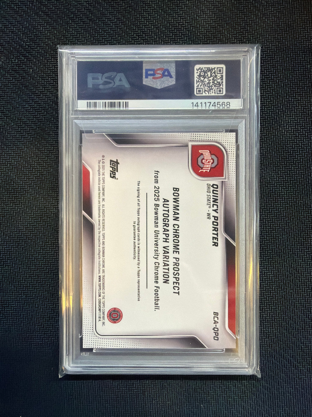 2025 Bowman u Chrome Quincy Porter Auto Gold Shimmer /50 PSA 9 Ohio State