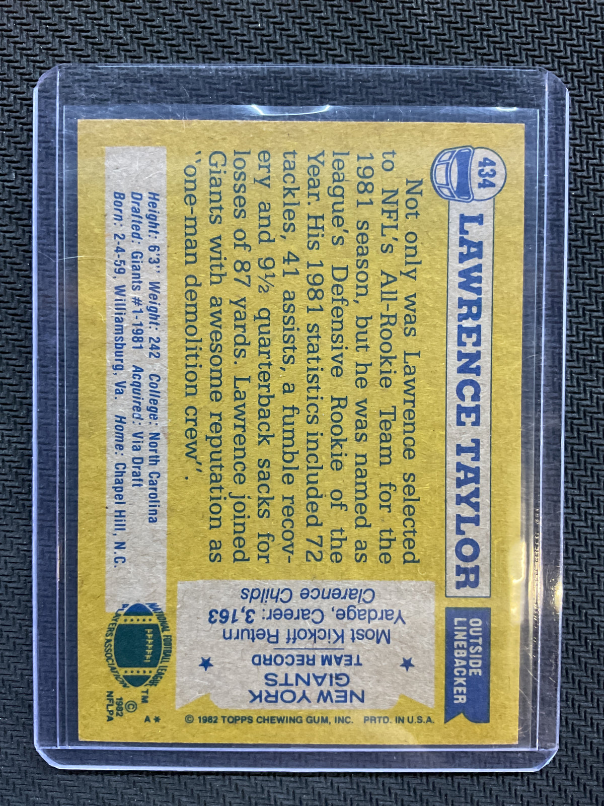 1982 Topps Lawrence Taylor Rookie Giants