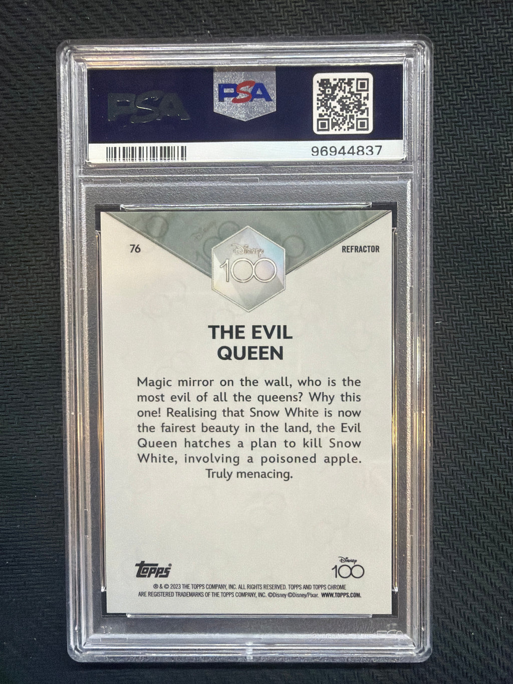 2023 Topps Chrome Disney 100 The Evil Queen Refractor PSA 9 837