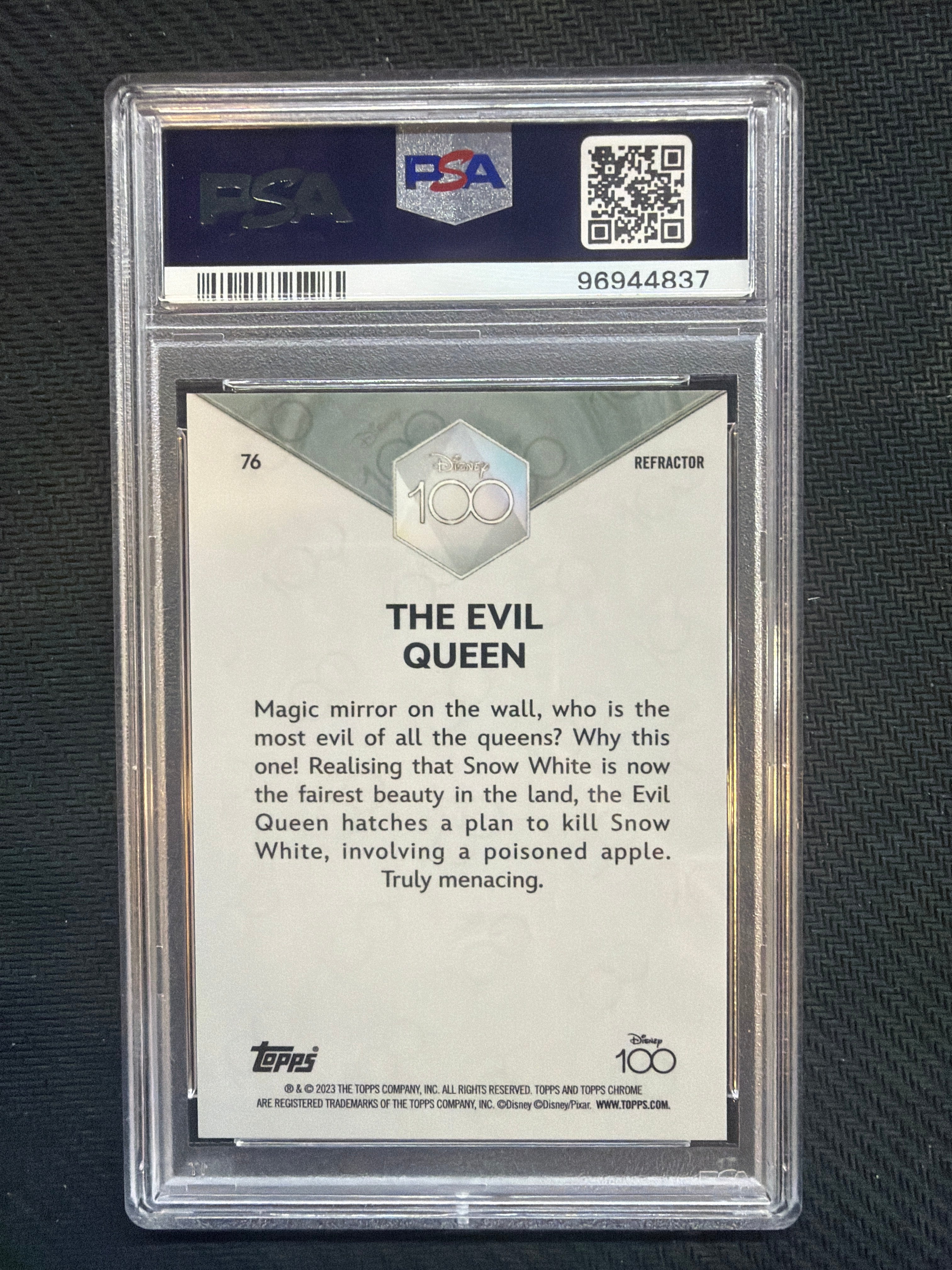 2023 Topps Chrome Disney 100 The Evil Queen Refractor PSA 9 837