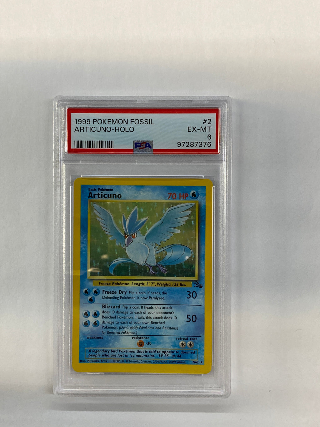 1999 Pokemon Fossil Articuno 2 Holo PSA 6