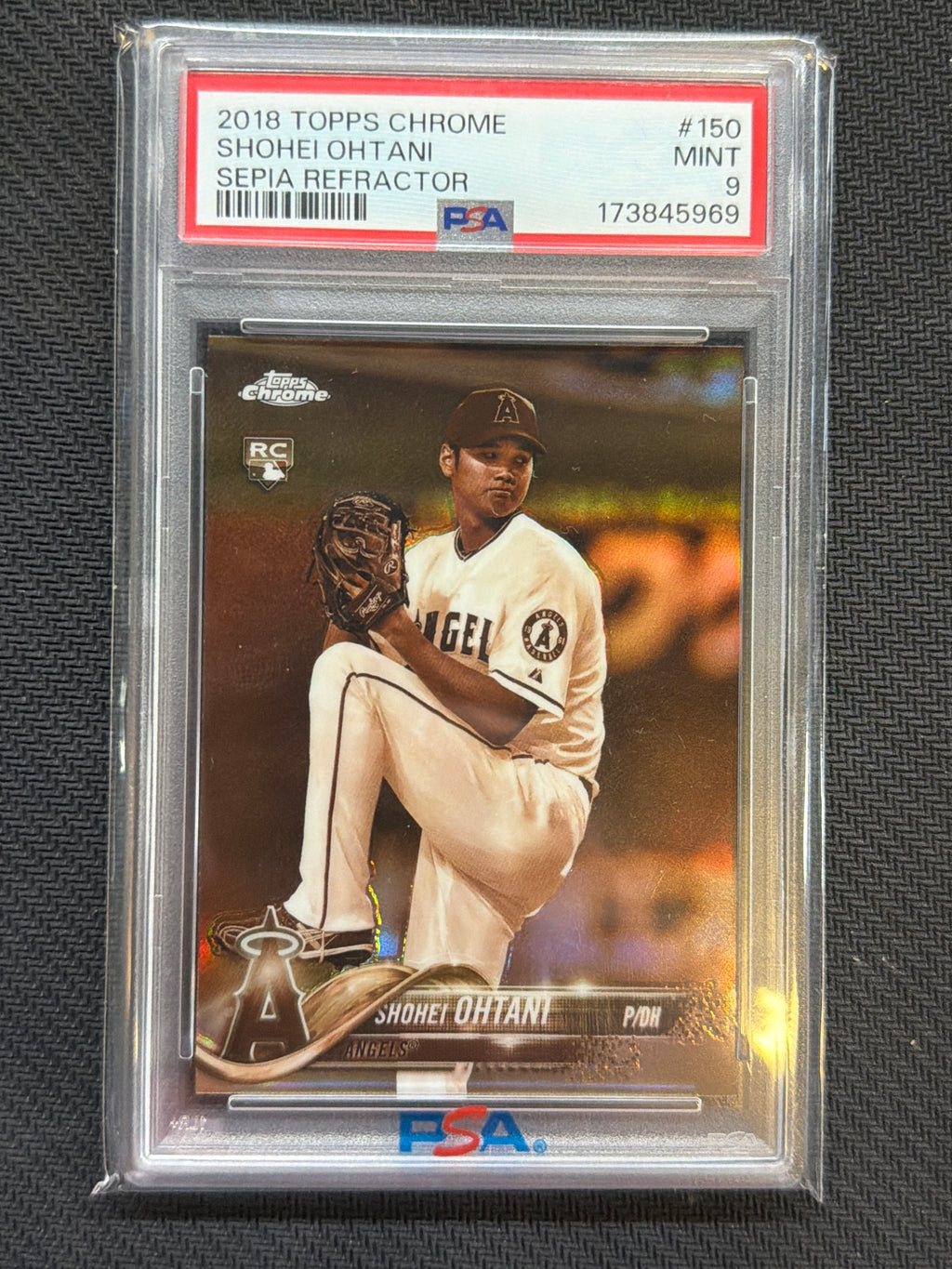 2018 Topps Chrome Shohei Ohtani Rookie Sepia Refractor PSA 9 696