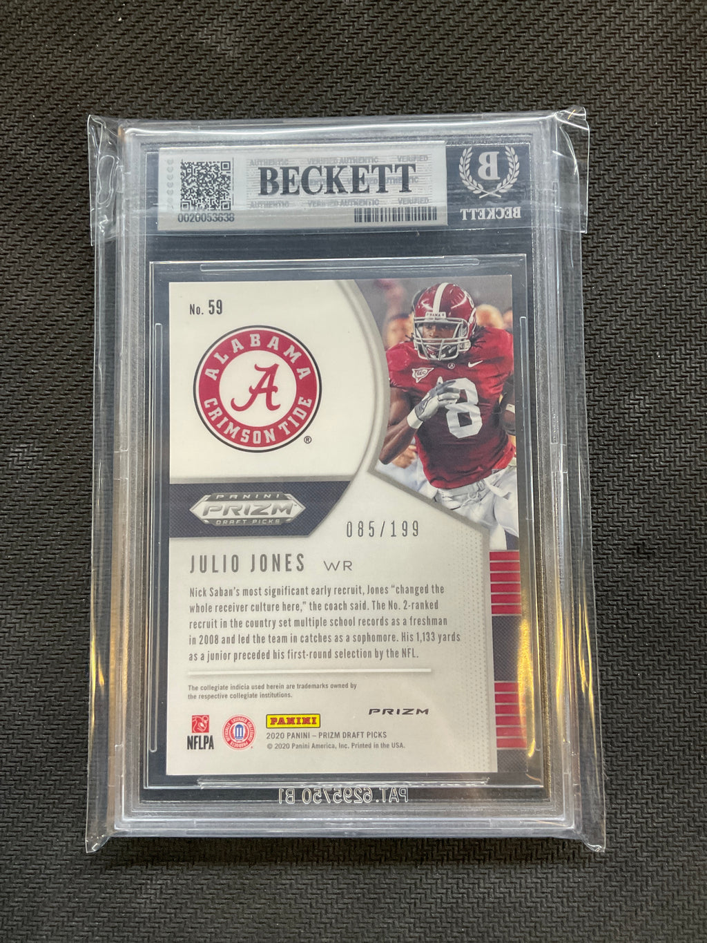 2020 Panini Prizm Draft Oicks Julio Jones Purple Green BGS 8 Alabama