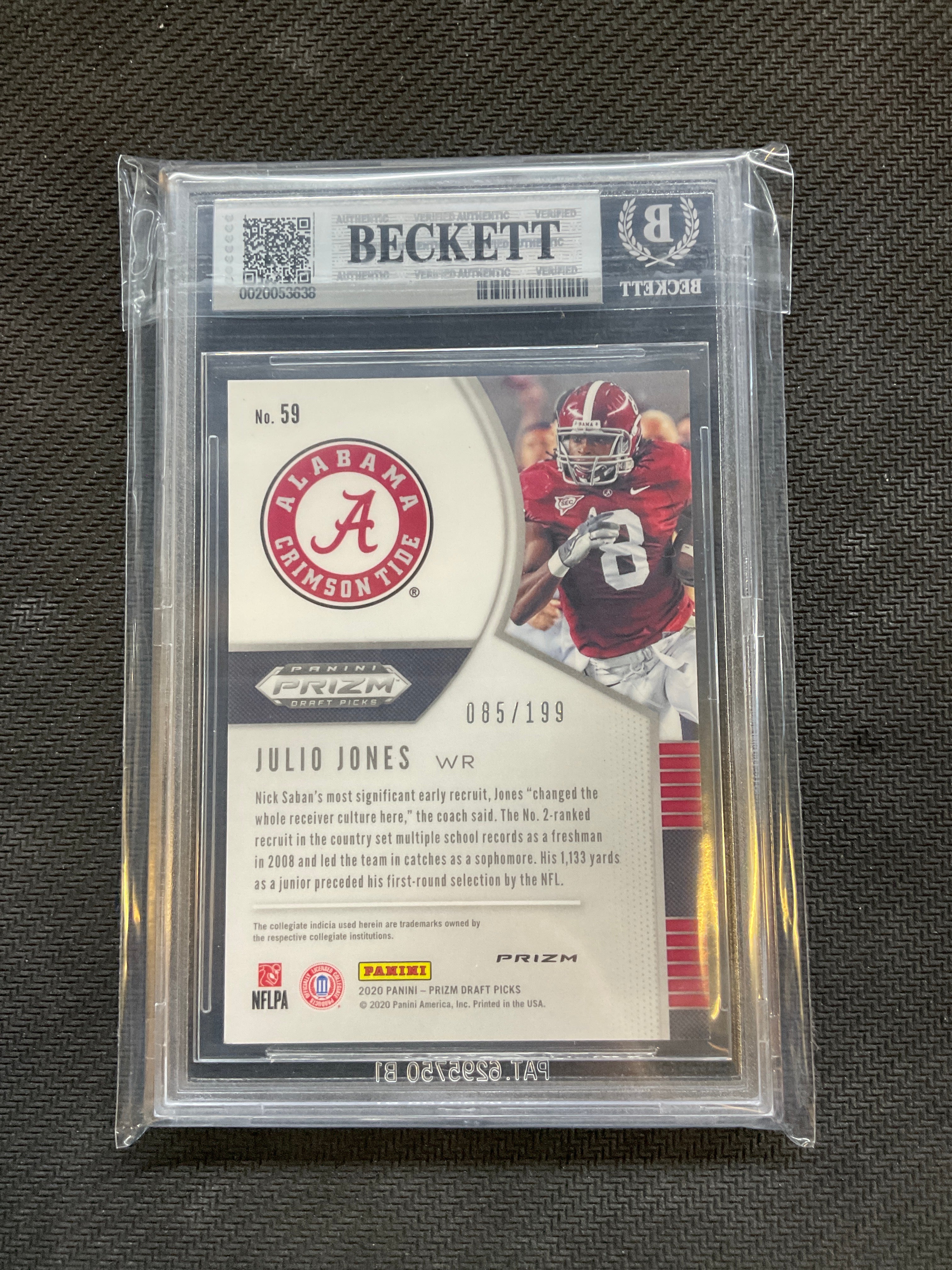 2020 Panini Prizm Draft Oicks Julio Jones Purple Green BGS 8 Alabama