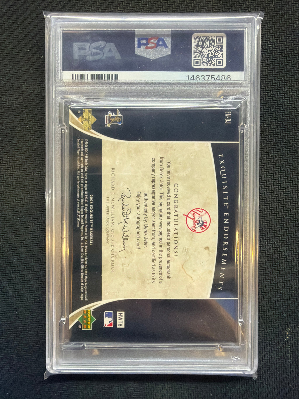 2006 Upper Deck Exquisite Derek Jeter Endorsements Auto /40 PSA 8 Yankees 486