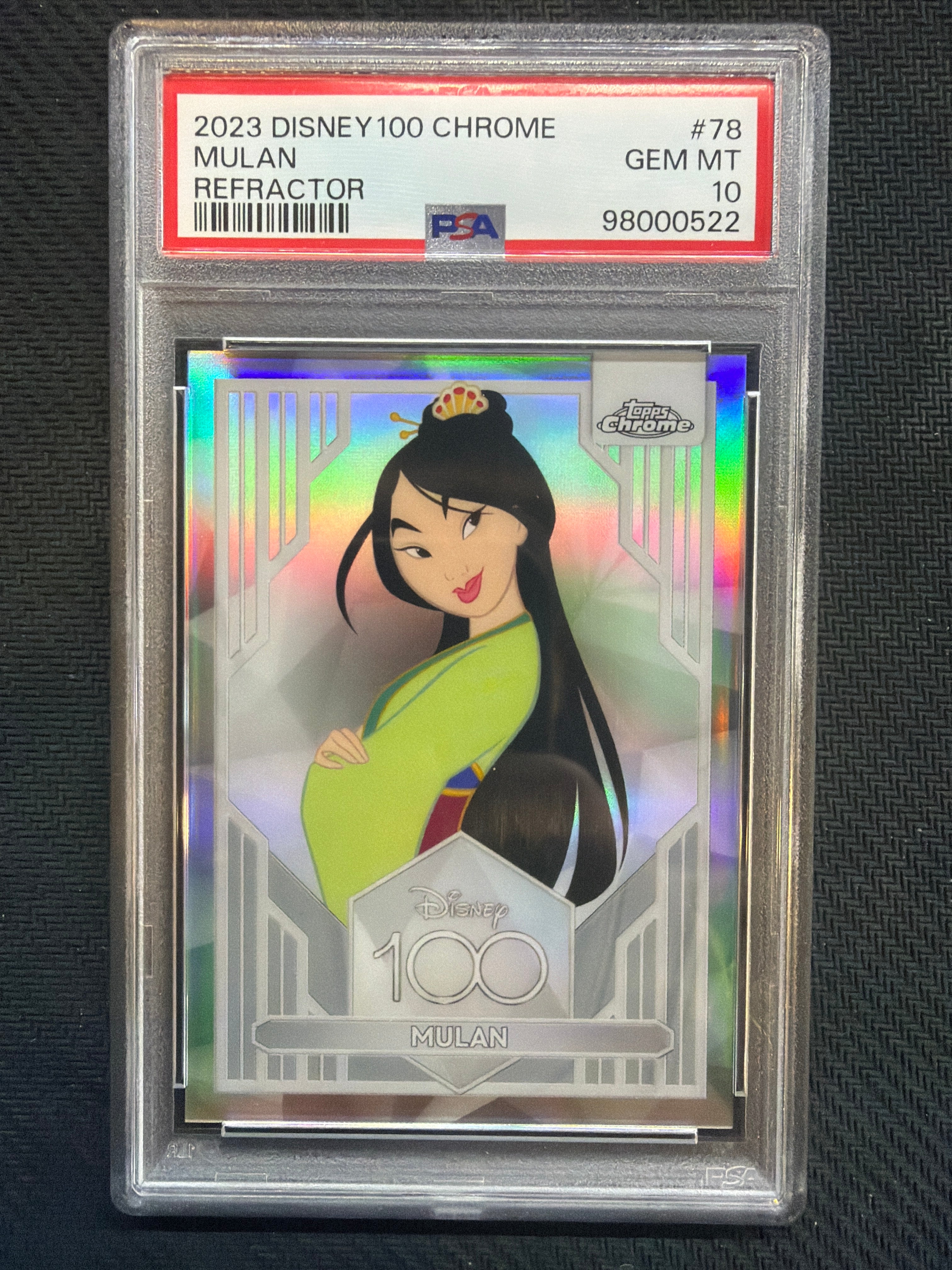 2023 Topps Chrome Disney 100 Mulan Refractor #78 PSA 10 522