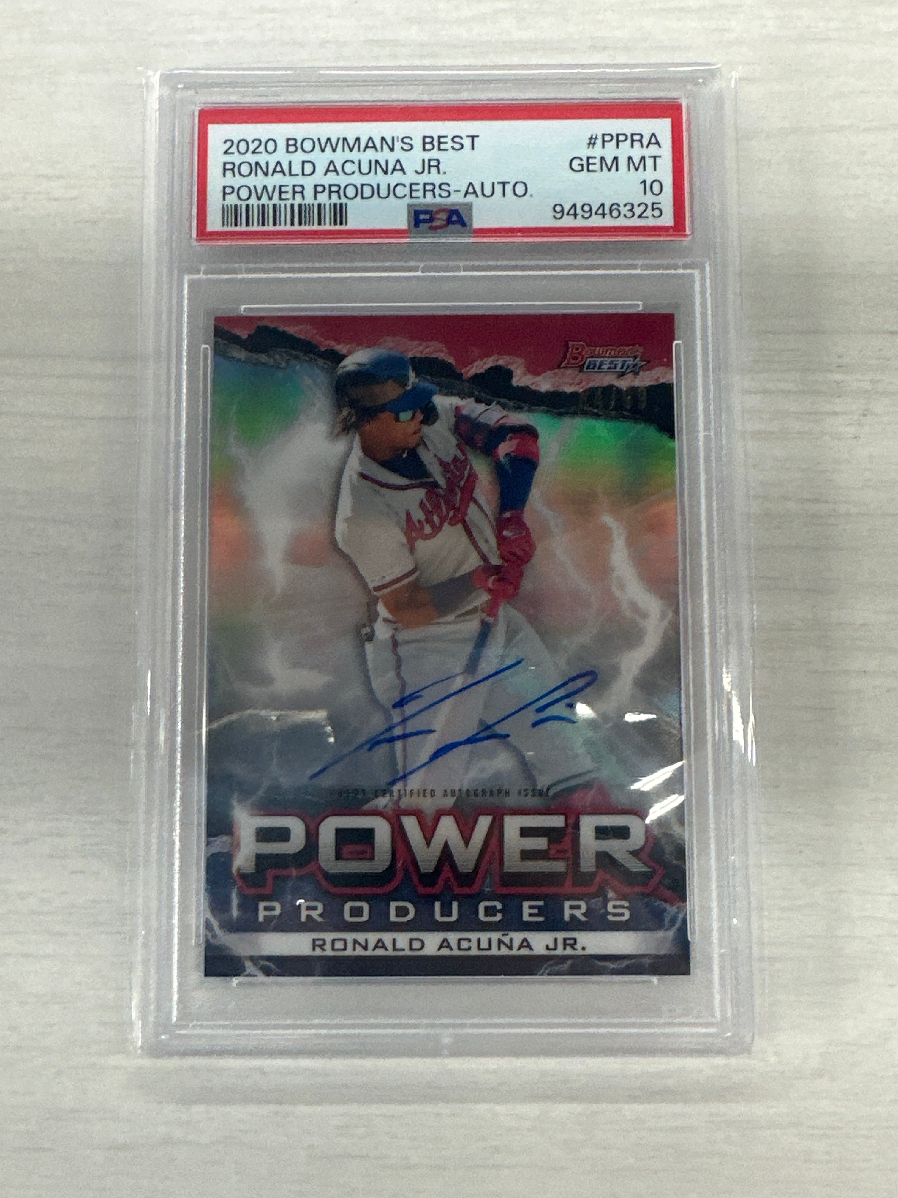 2020 Bowman Best Ronald Acuna Jr. Power Auto /99 PSA 10