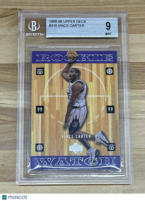 1998 Upper Deck Vince Carter Rookie BGS 9 Raptors
