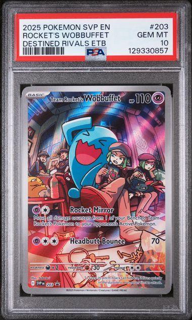 2025 Pokemon Promo Rocket's Wobbuffet 203 PSA 10