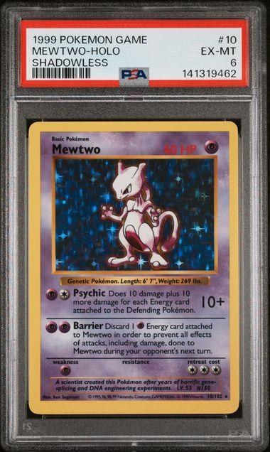 1999 Pokemon Shadowless Mewtwo 10 Holo  PSA 6