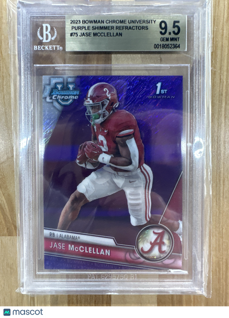 2023 Bowman U Chrome Jase Mcclellan Purple Shimmer BGS 9.5 Alabama