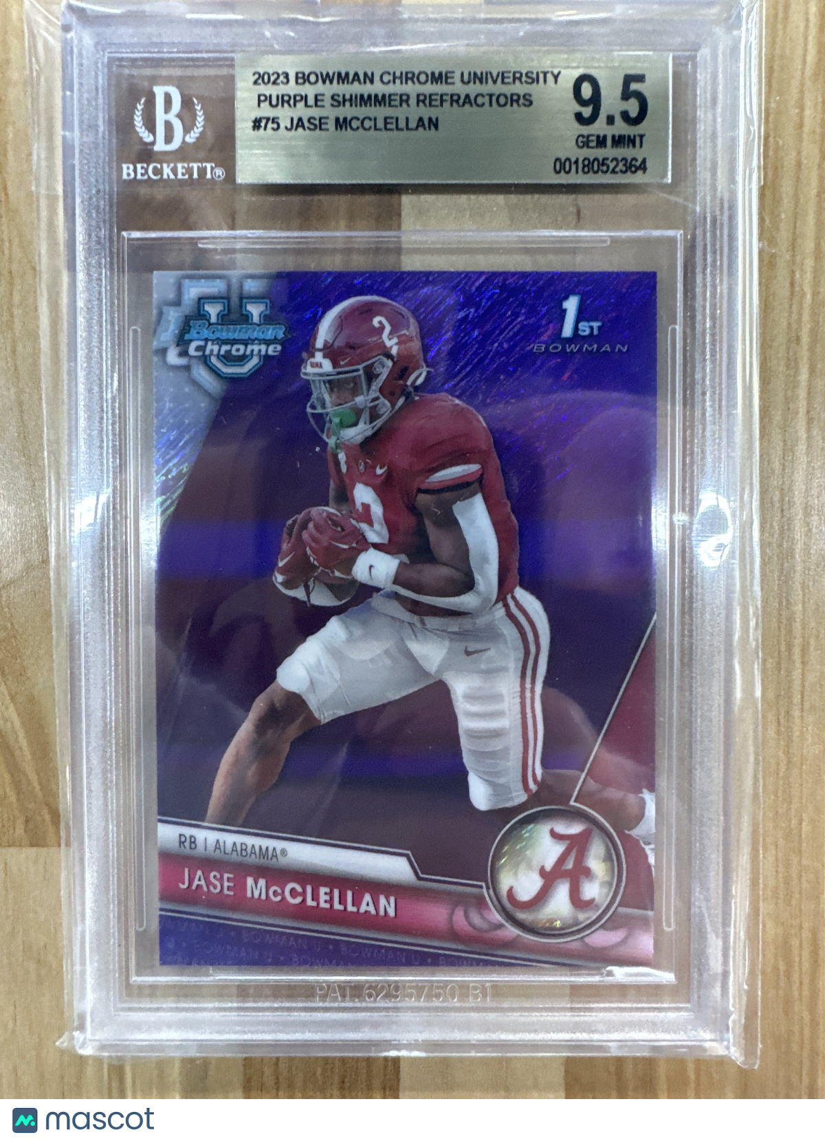 2023 Bowman U Chrome Jase Mcclellan Purple Shimmer BGS 9.5 Alabama