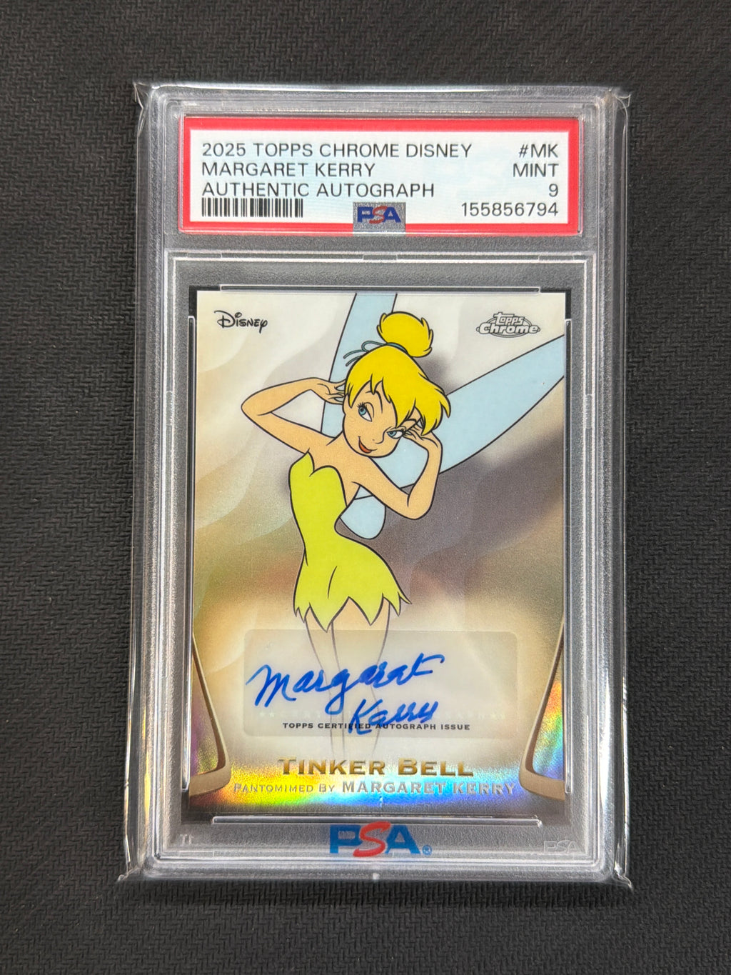 2025 Topps Chrome Disney Margaret Kerry Tinker Bell Auto PSA 9 794