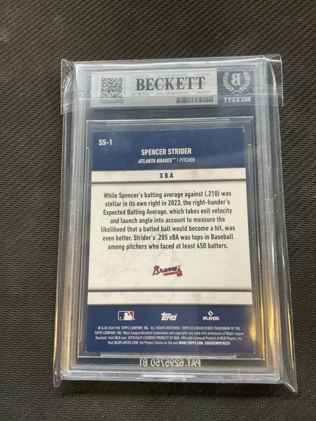 2024 Topps Significant Statistics Spencer Strider Black /299 BGS 9 Braves