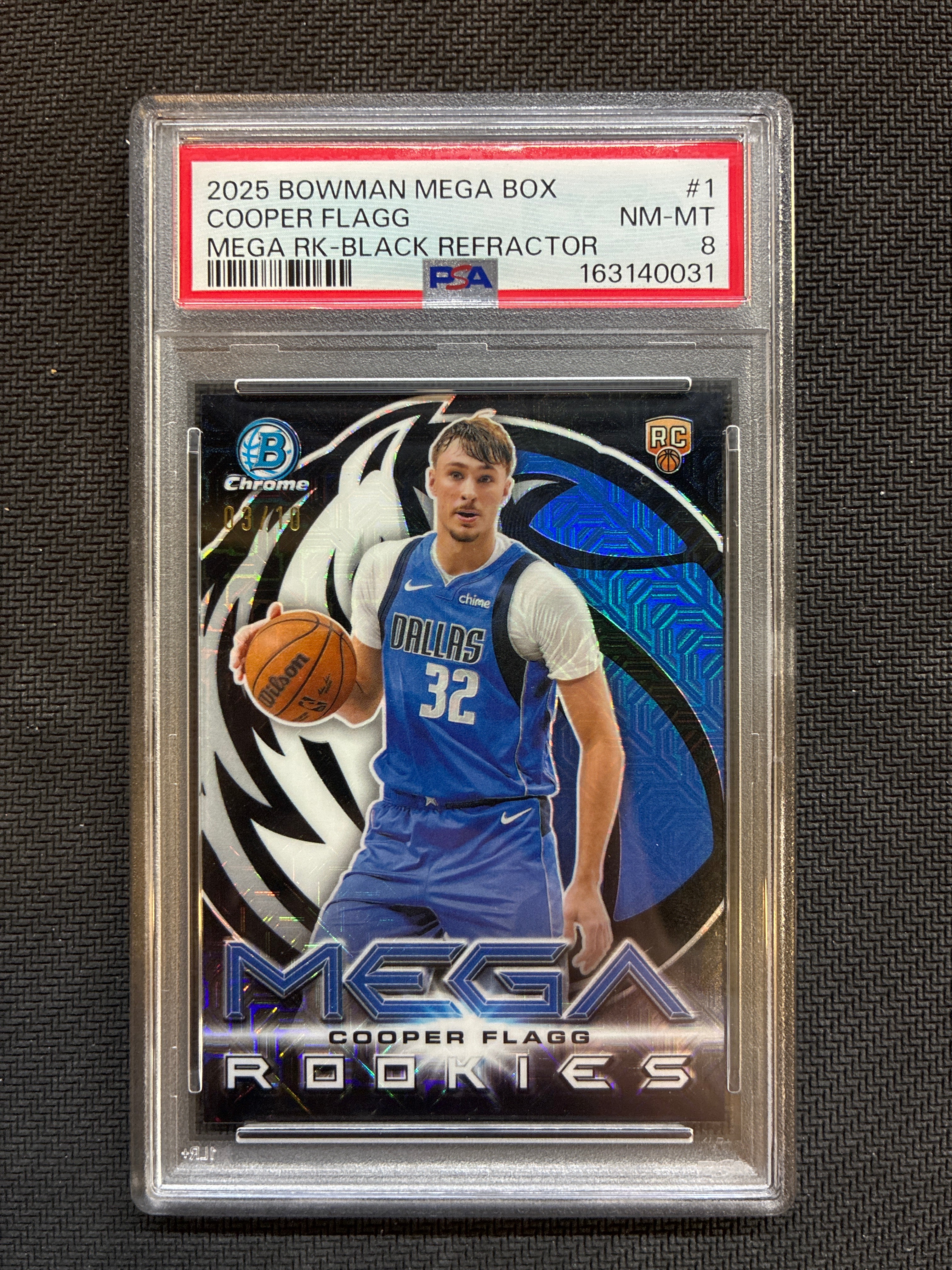 2025 Bowman Mega Box Cooper Flagg Mega Rookies Black Refractor /10 PSA 8 Mavericks