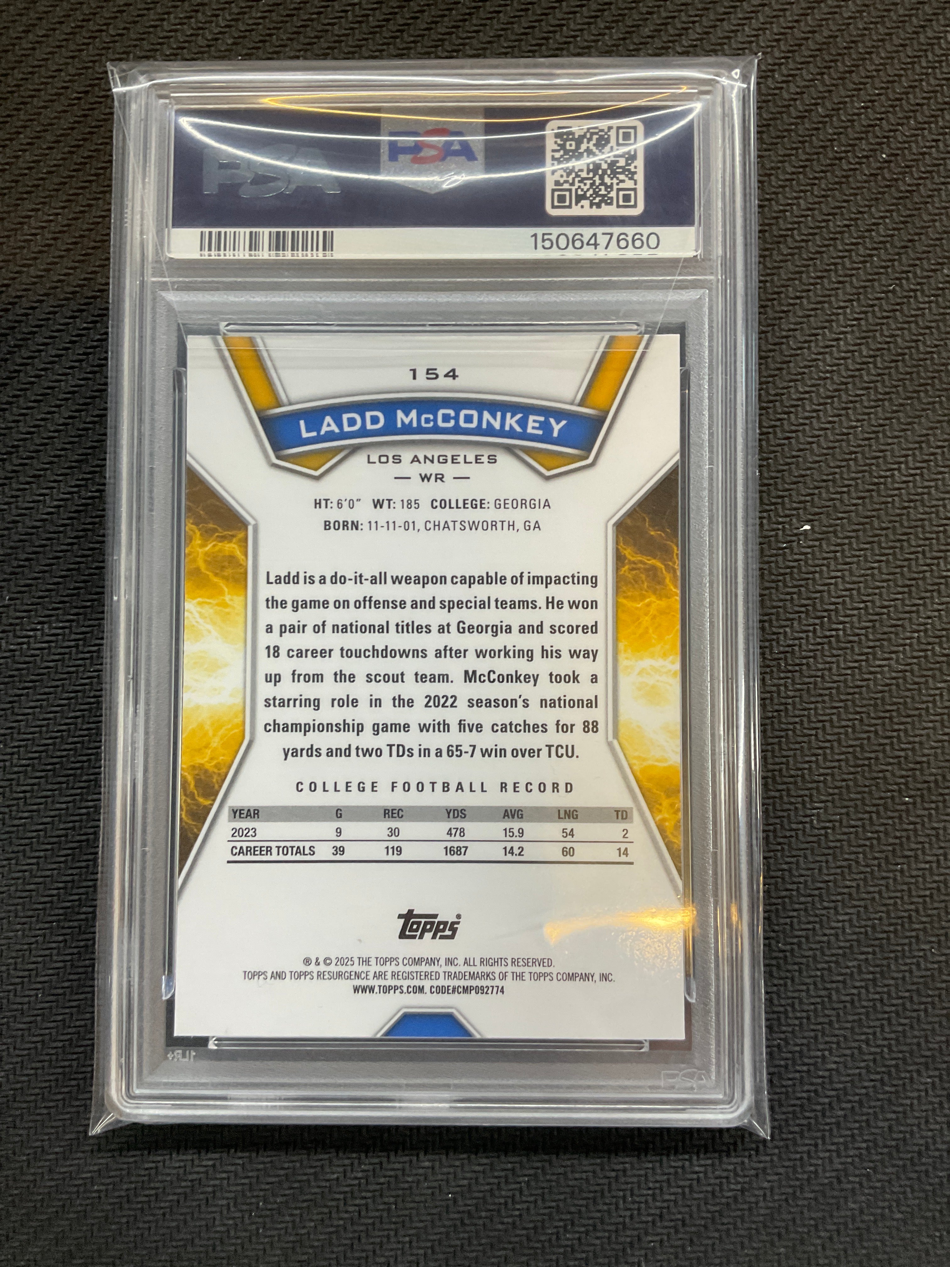 2024 Topps Resurgence Ladd McConkey Blue & Orange Rookie PSA 10
