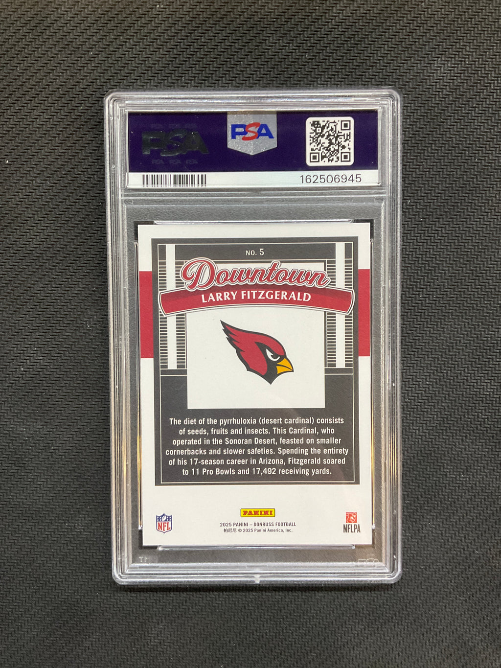 2025 Donruss Larry Fitzgerald #5 Downtown! PSA 10 Cardinals 945