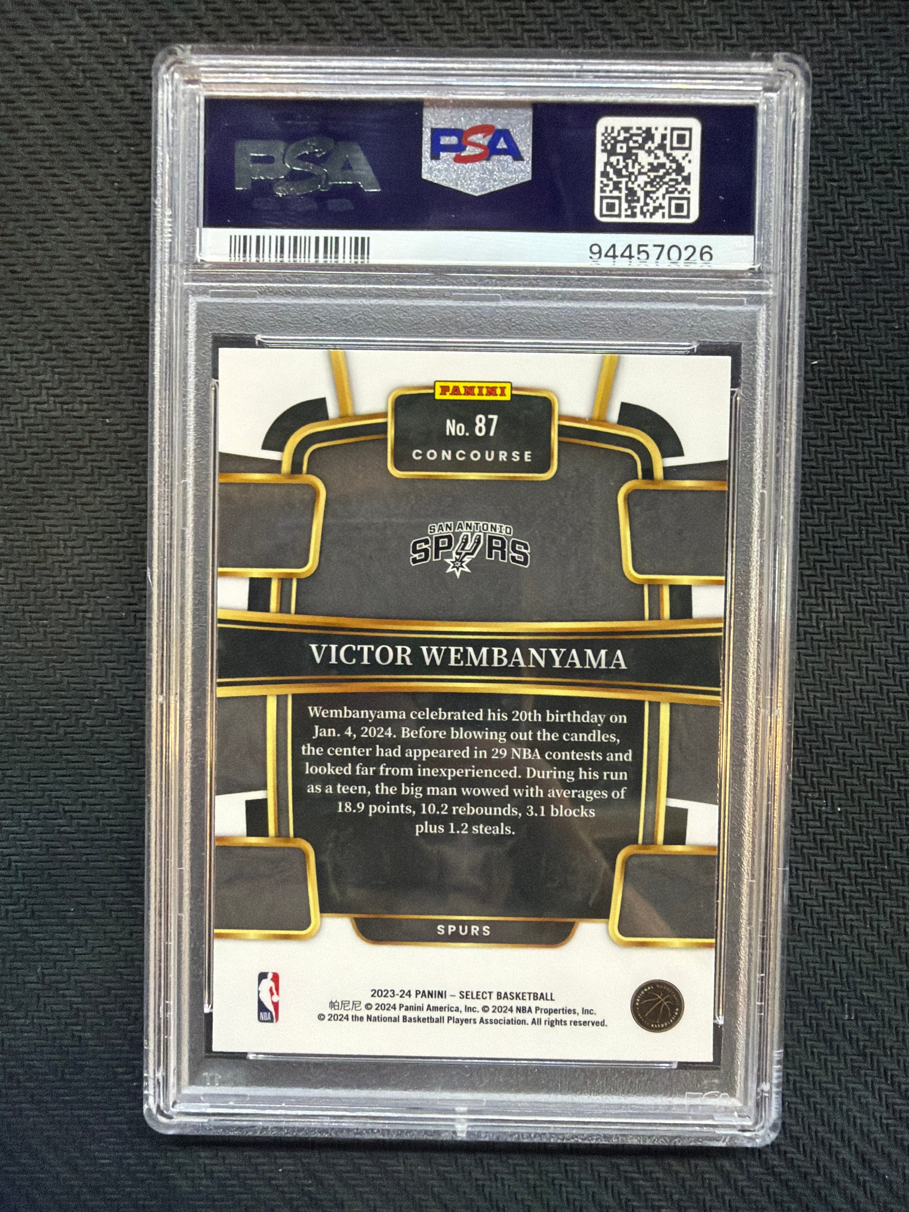 2023 Select Victor Wembanyama Blue Rookie PSA 10 Spurs