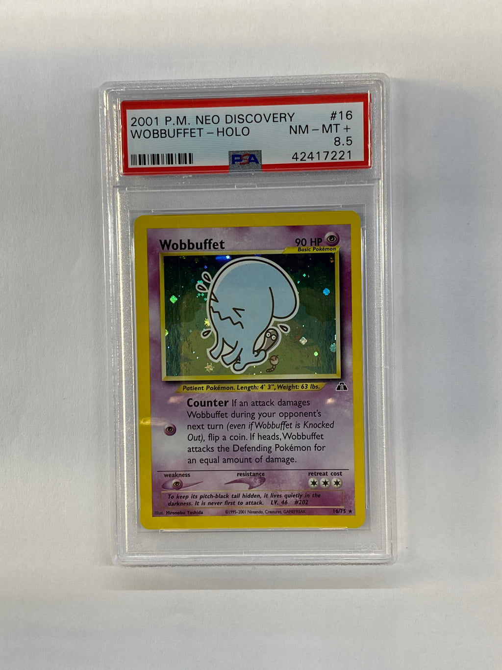 2001 Pokemon Neo Discovery Wobbuffet 16 Holo PSA 8.5
