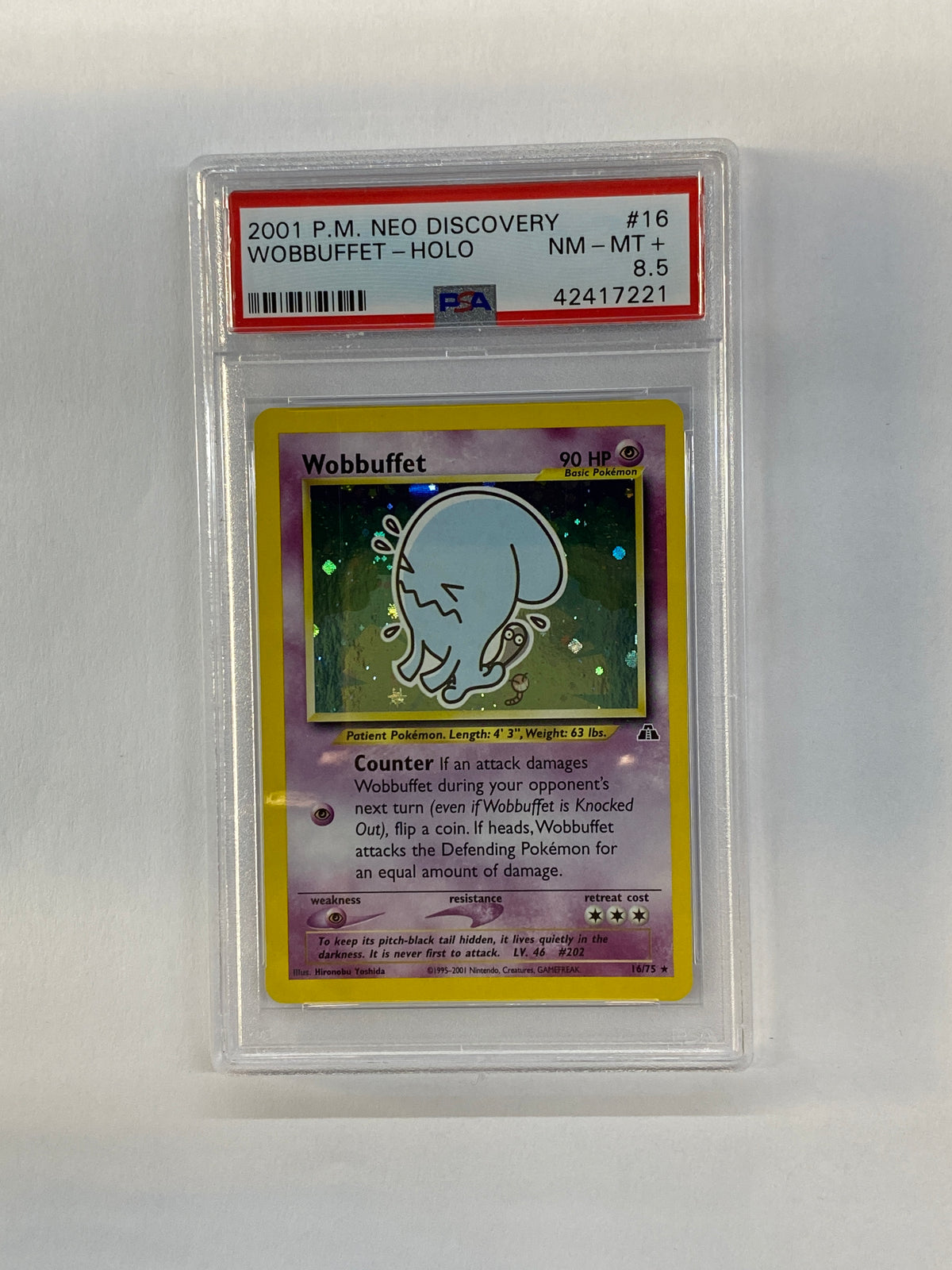 2001 Pokemon Neo Discovery Wobbuffet 16 Holo PSA 8.5