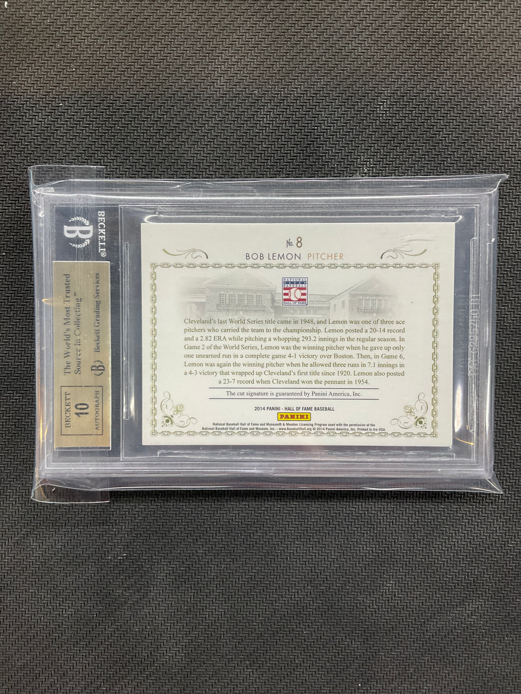 2014 Panini Hall Of Fame Cut Signatures Bob Lemon /25 BGS 9.5