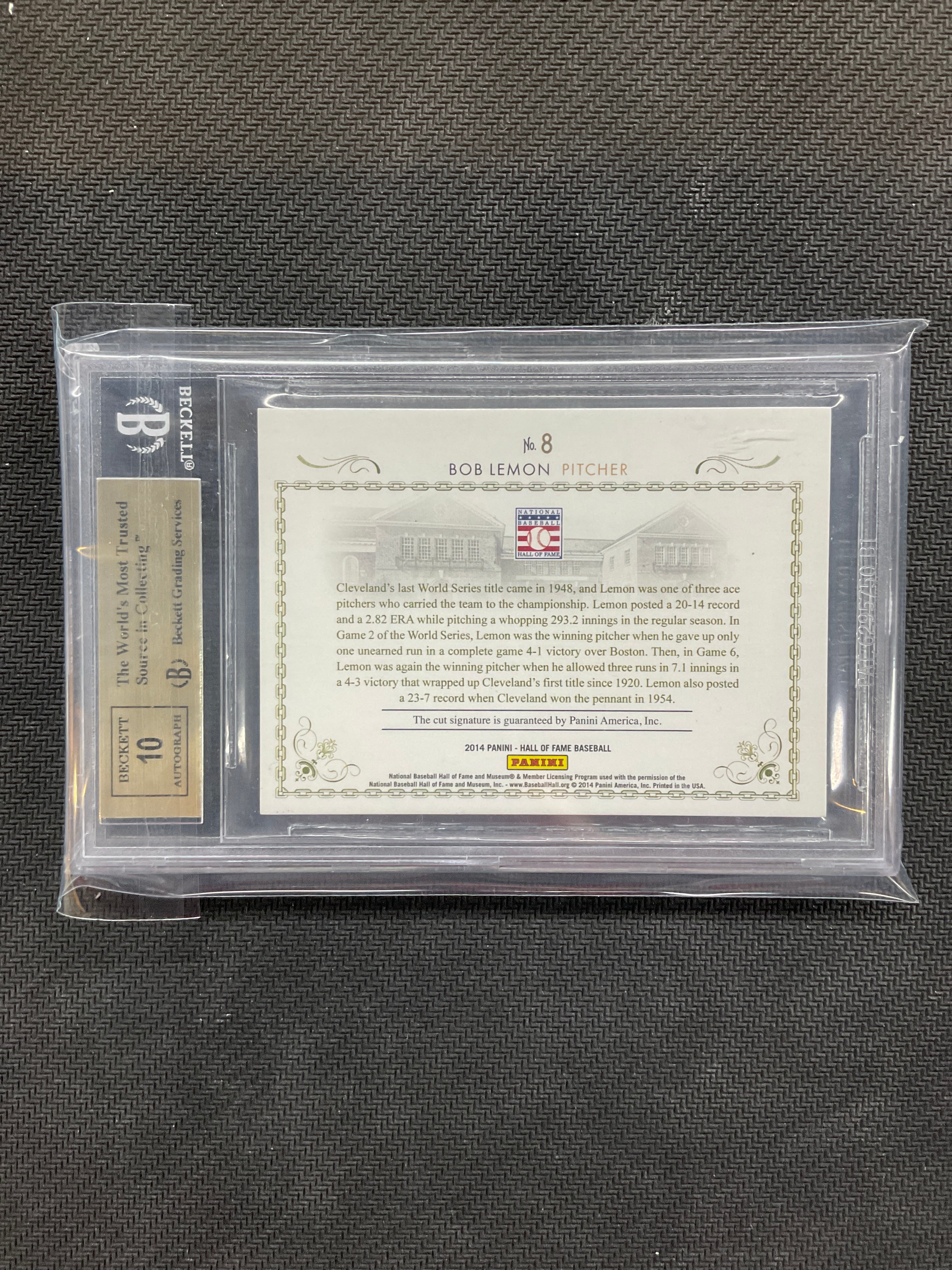 2014 Panini Hall Of Fame Cut Signatures Bob Lemon /25 BGS 9.5