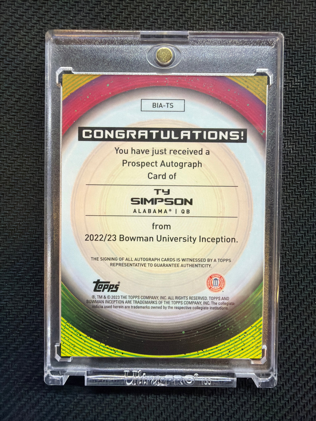 2022 Bowman U Inception Ty Simpson Rookie Auto Alabama