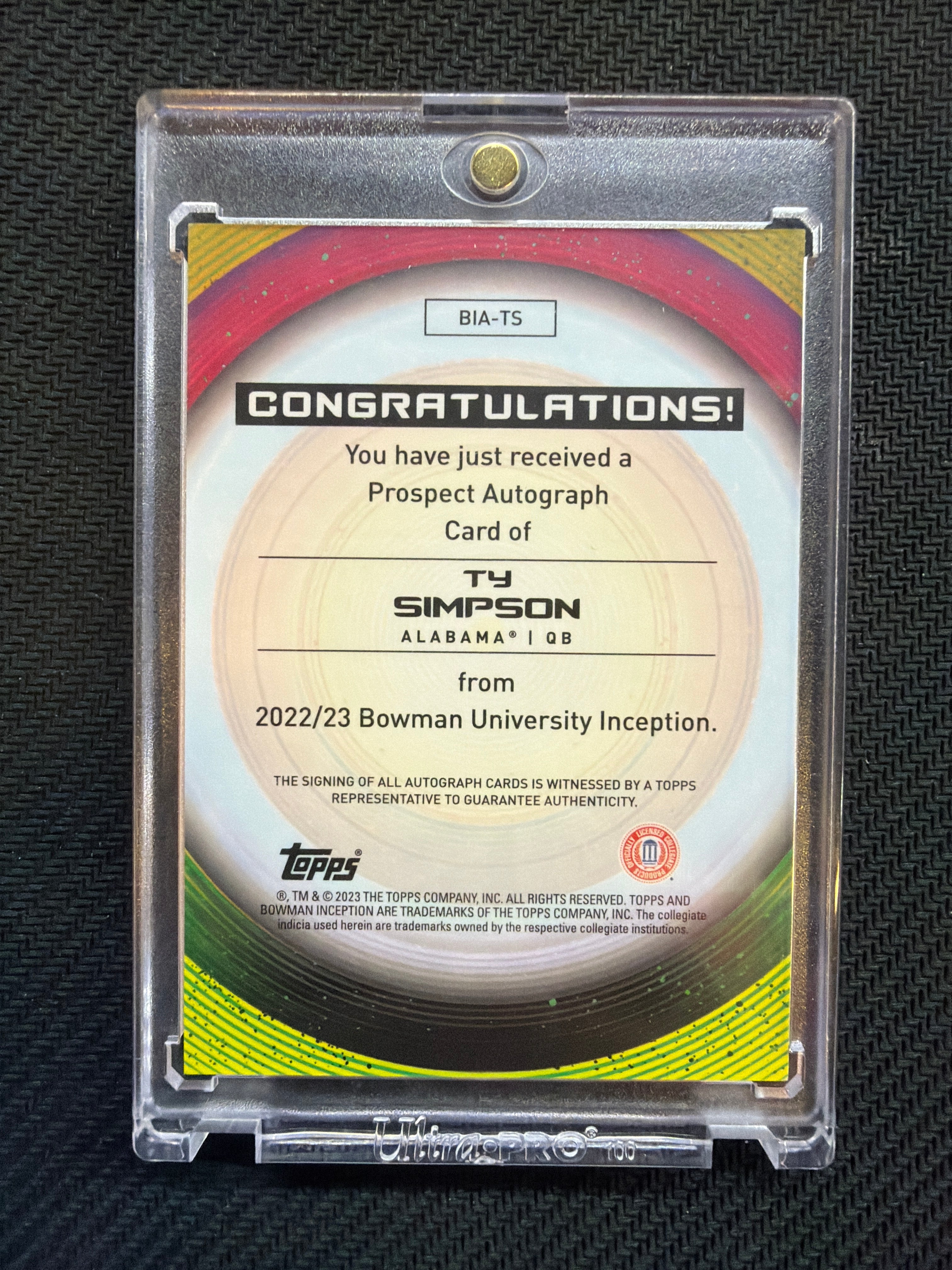 2022 Bowman U Inception Ty Simpson Rookie Auto Alabama