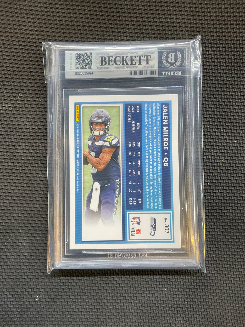 2025 Donruss Jalen Milroe Rookie BGS 9 Seahawks