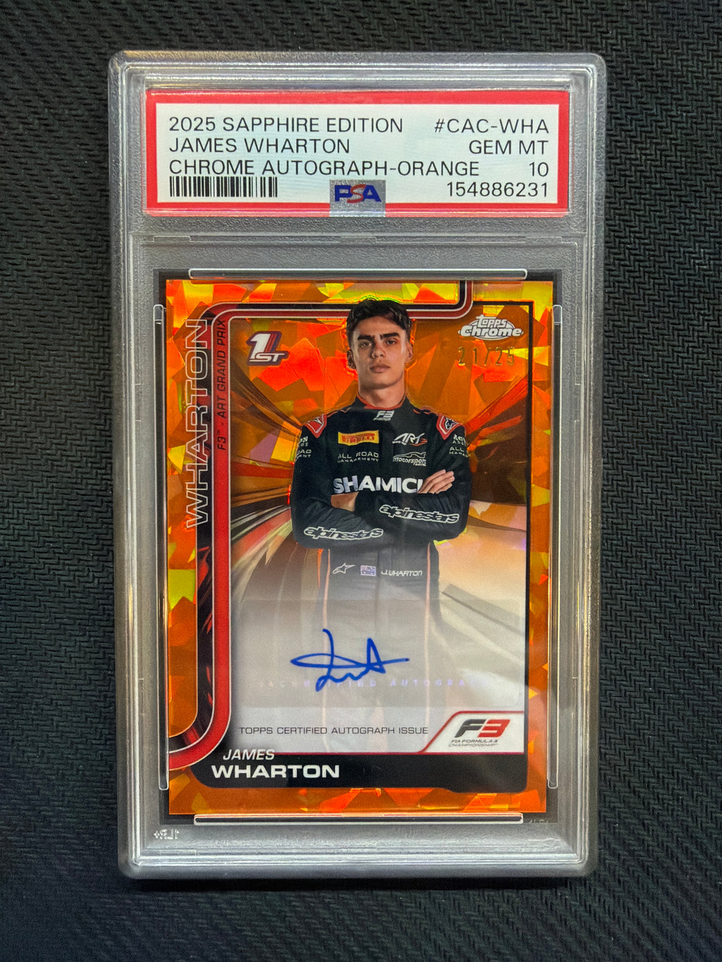2025 Topps Chrome Sapphire James Wharton Auto Orange /25 PSA 10