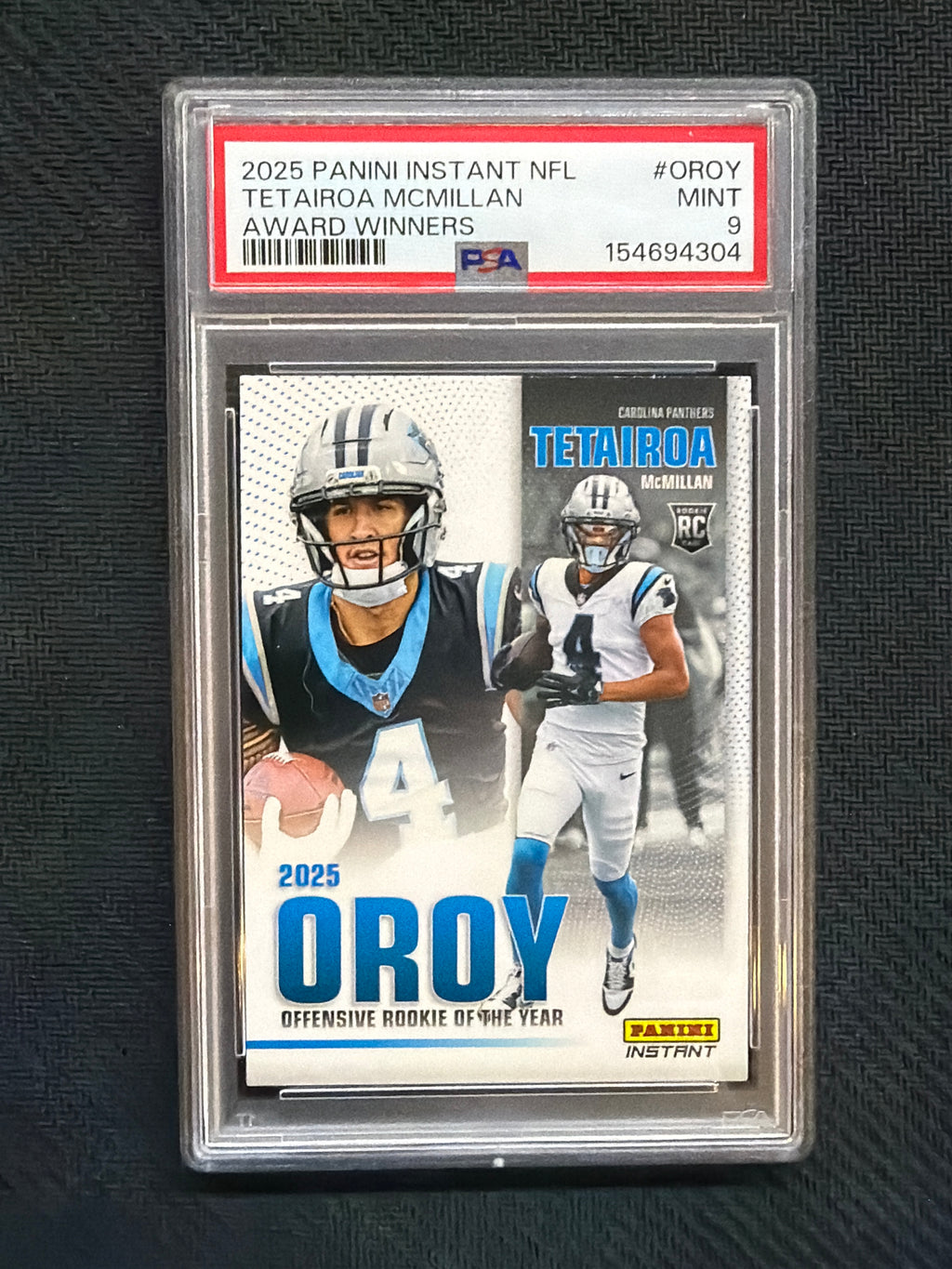 2025 Panini Instant Tetairoa McMillan Award Winners Rookie PSA 9 304