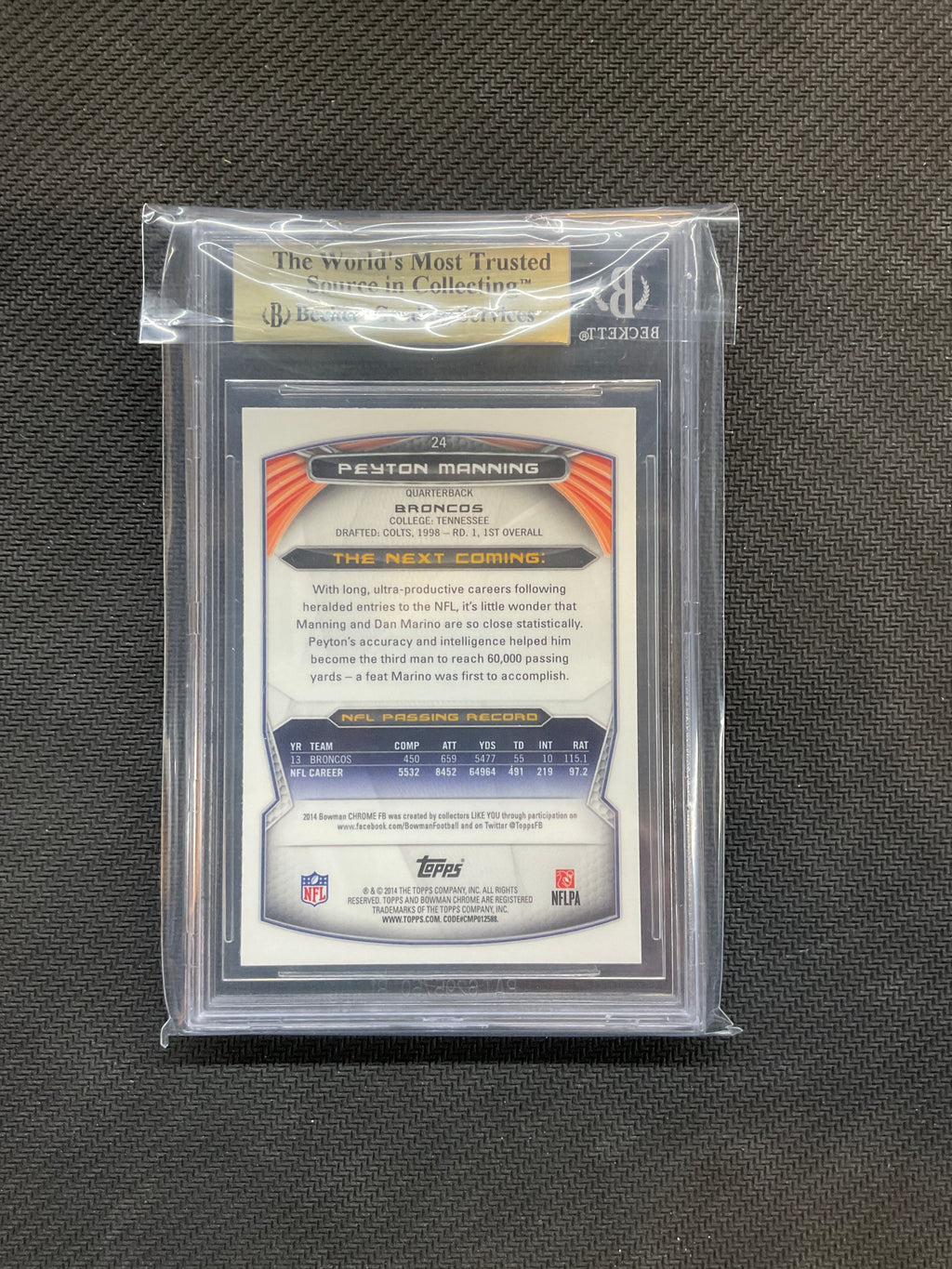 2014 Bowman Chrome #24 Peyton Manning BGS 9.5 Broncos