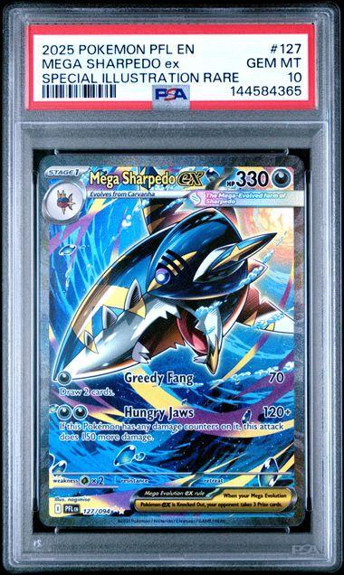 2025 Pokemon Phantasmal Flames Mega Sharpedo ex 127 PSA 10