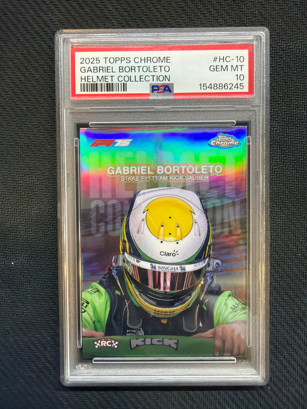 2025 Topps Chrome Gabriel Bortoleto Helmet Collection PSA 10