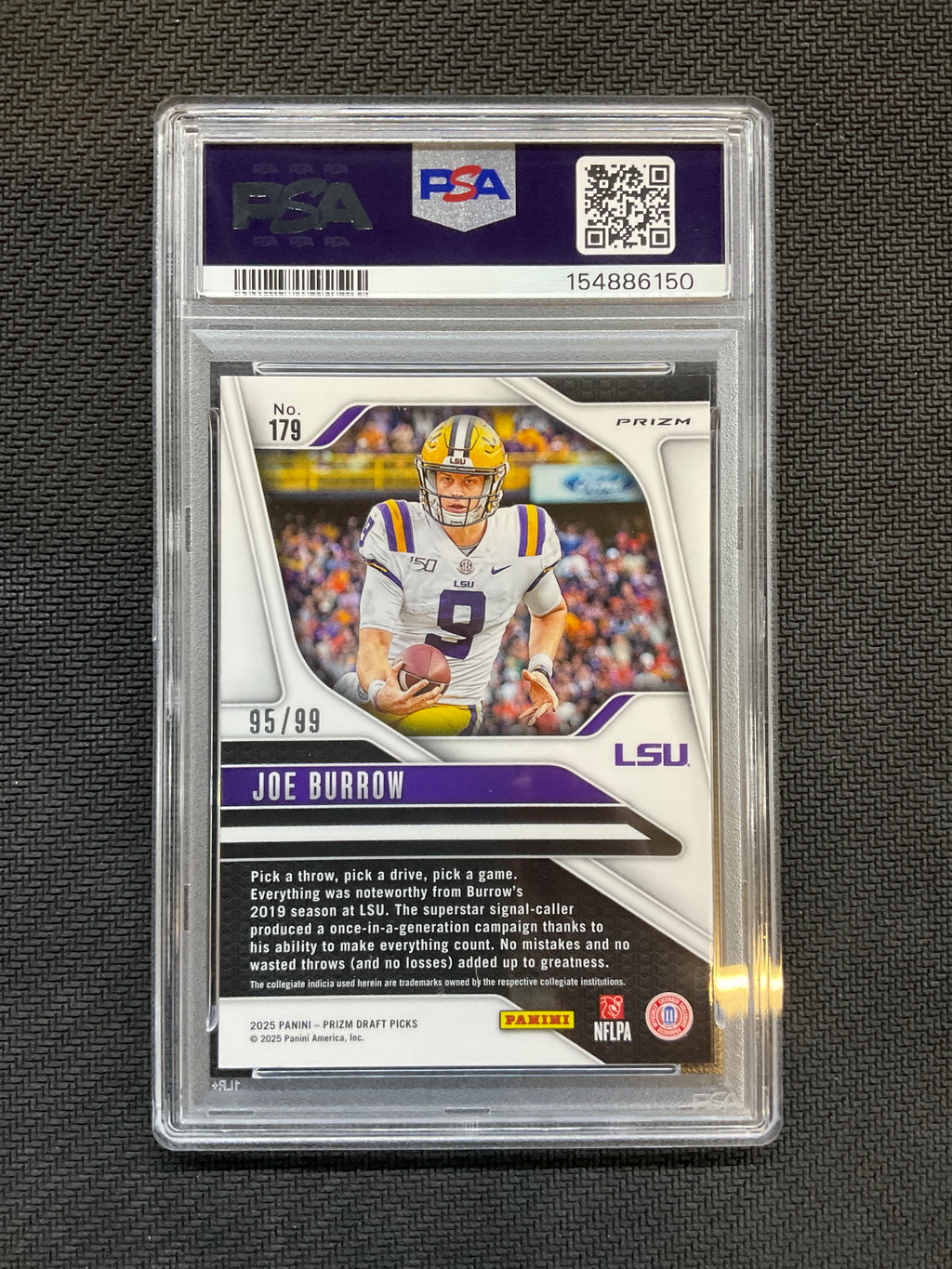 2024 Prizm Draft Picks Joe Burrow Purple Prizm /99 PSA 10