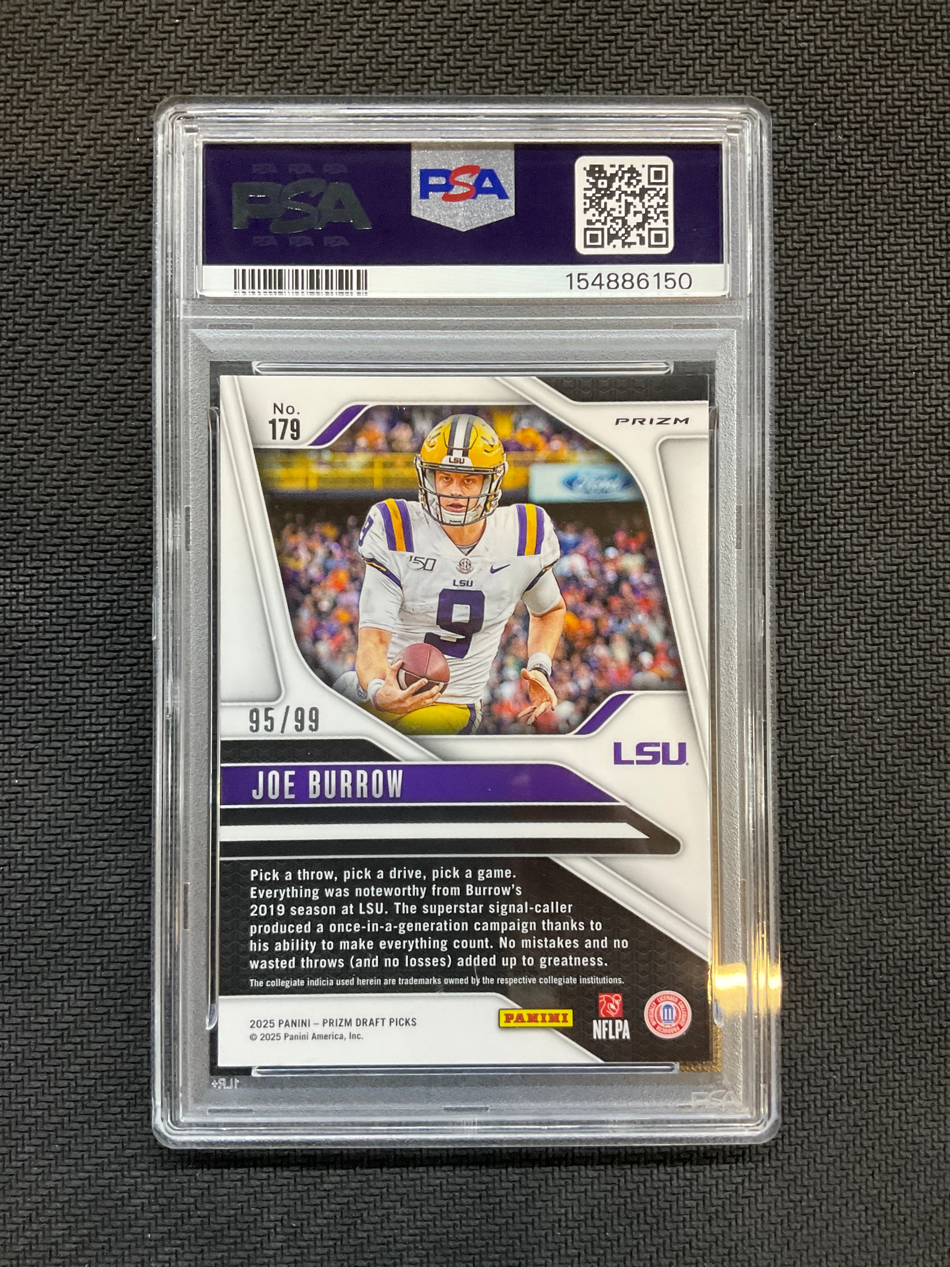 2024 Prizm Draft Picks Joe Burrow Purple Prizm /99 PSA 10