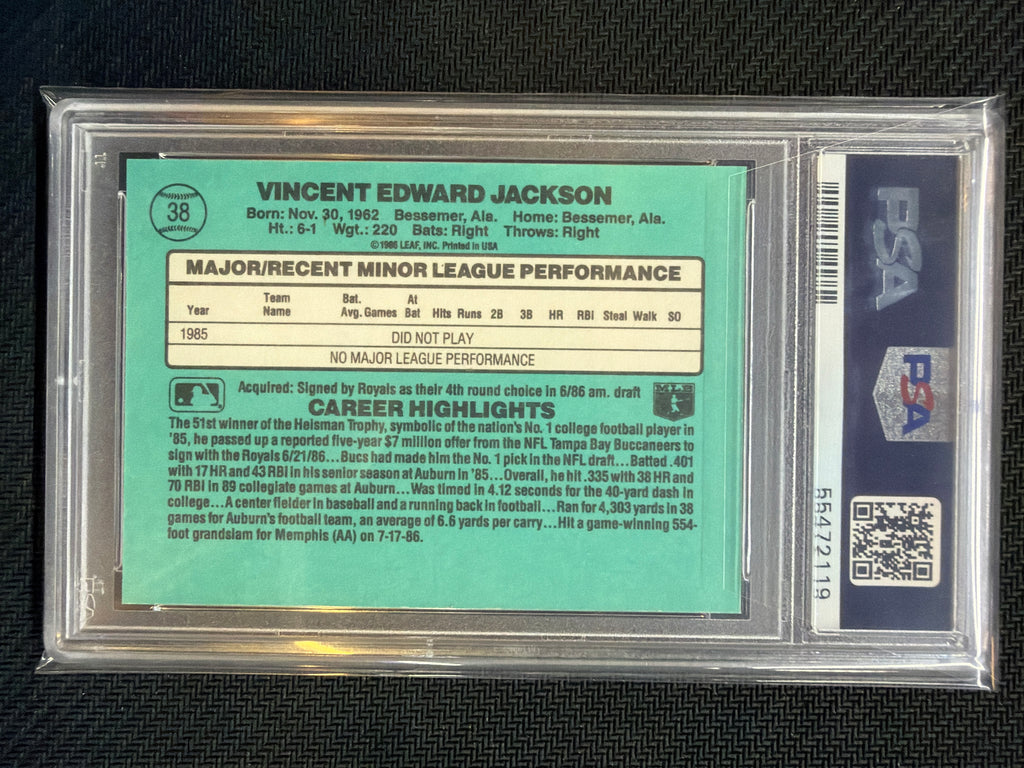 1986 Donruss Rookies Bo Jackson #38 Rookie PSA 9 119