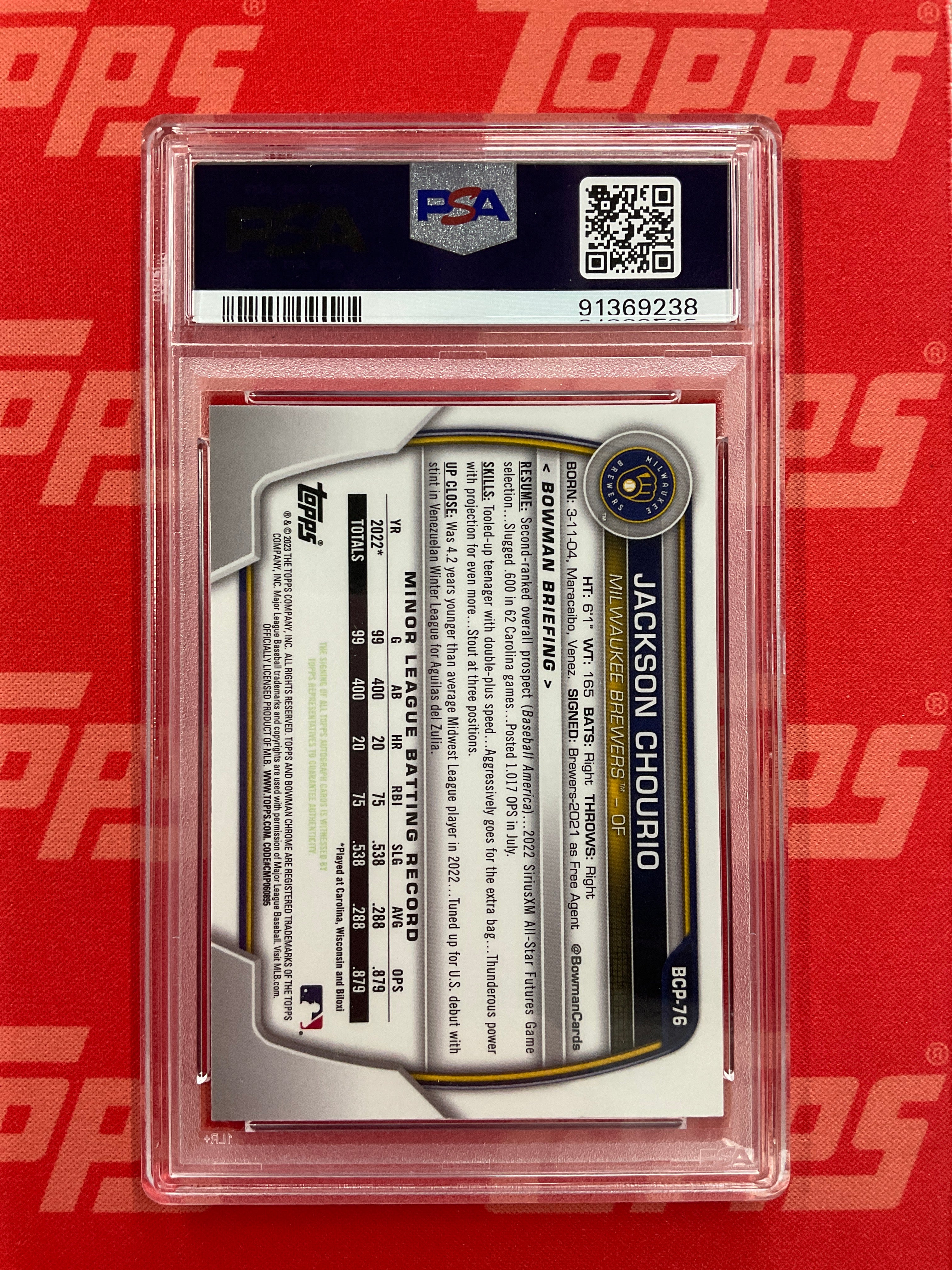 2023 Bowman Mega Box Jackson Chourio Image SP PSA 8