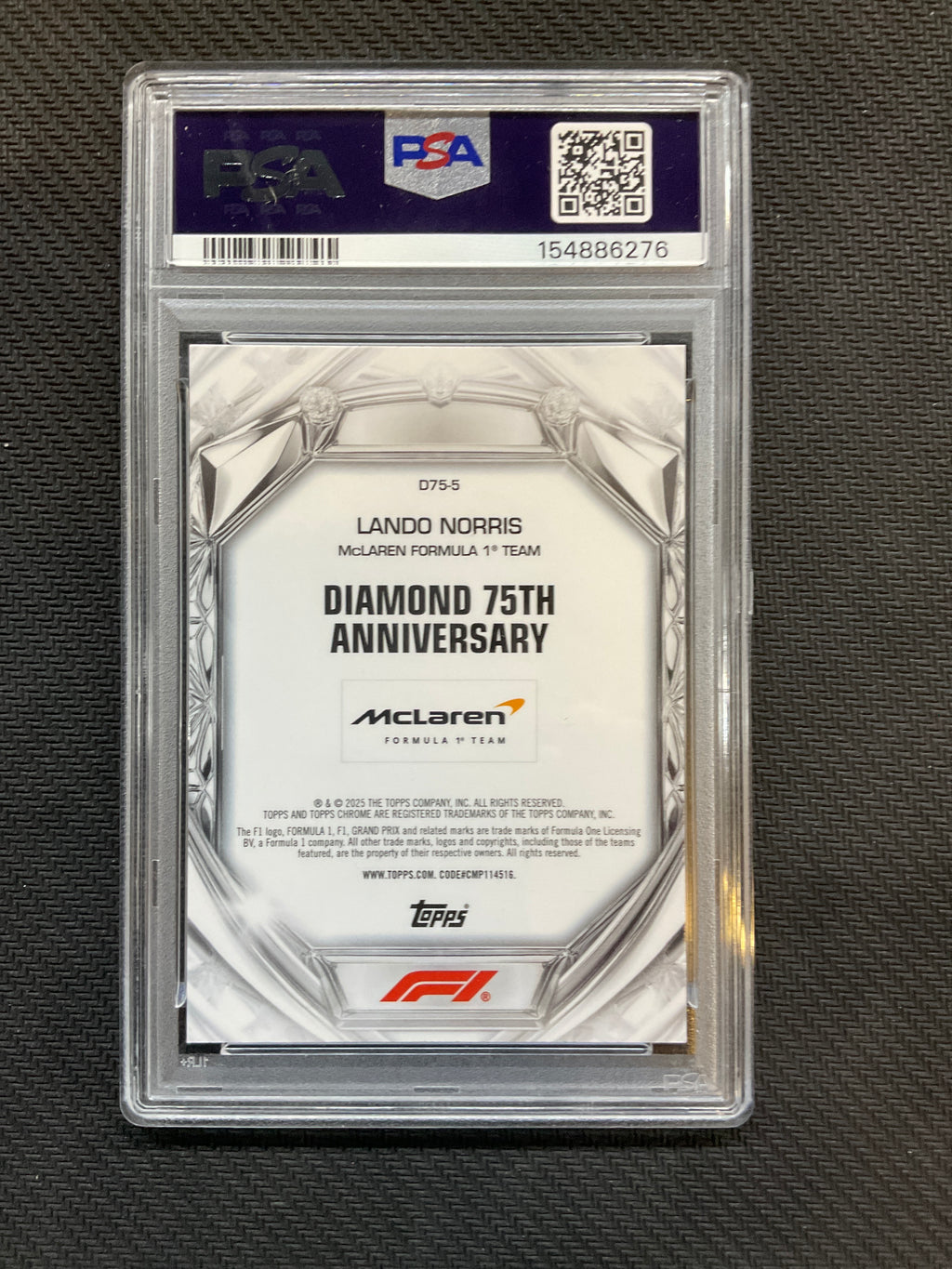 2025 Topps Chrome Lando Norris Diamond 75th Anniversary PSA 10