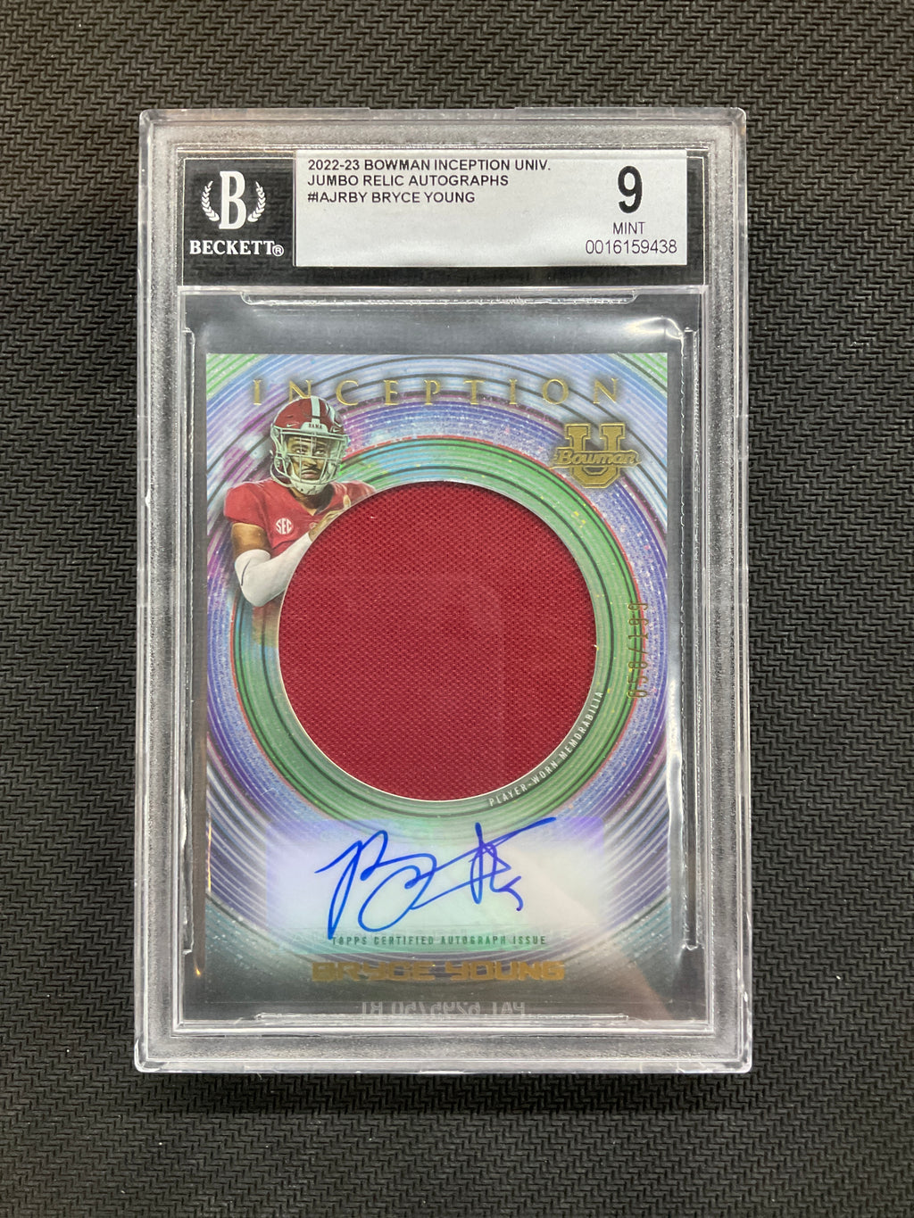 2022 Bowman U Inception Bryce Young Patch Auto /199 BGS 9 10 Alabama