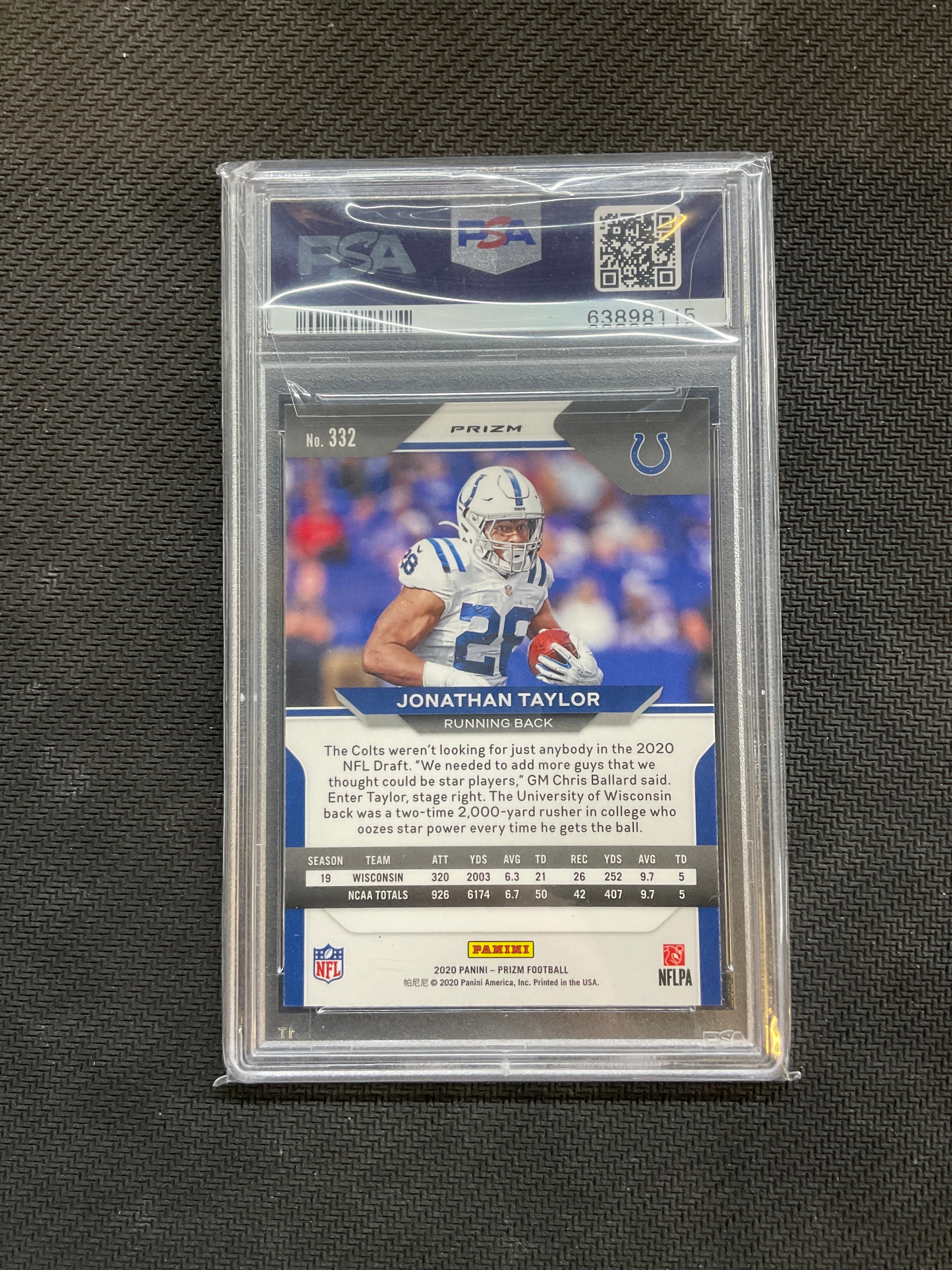 2020 Panini Prizm Jonathan Taylor Blue Rookie #332 PSA 10 115