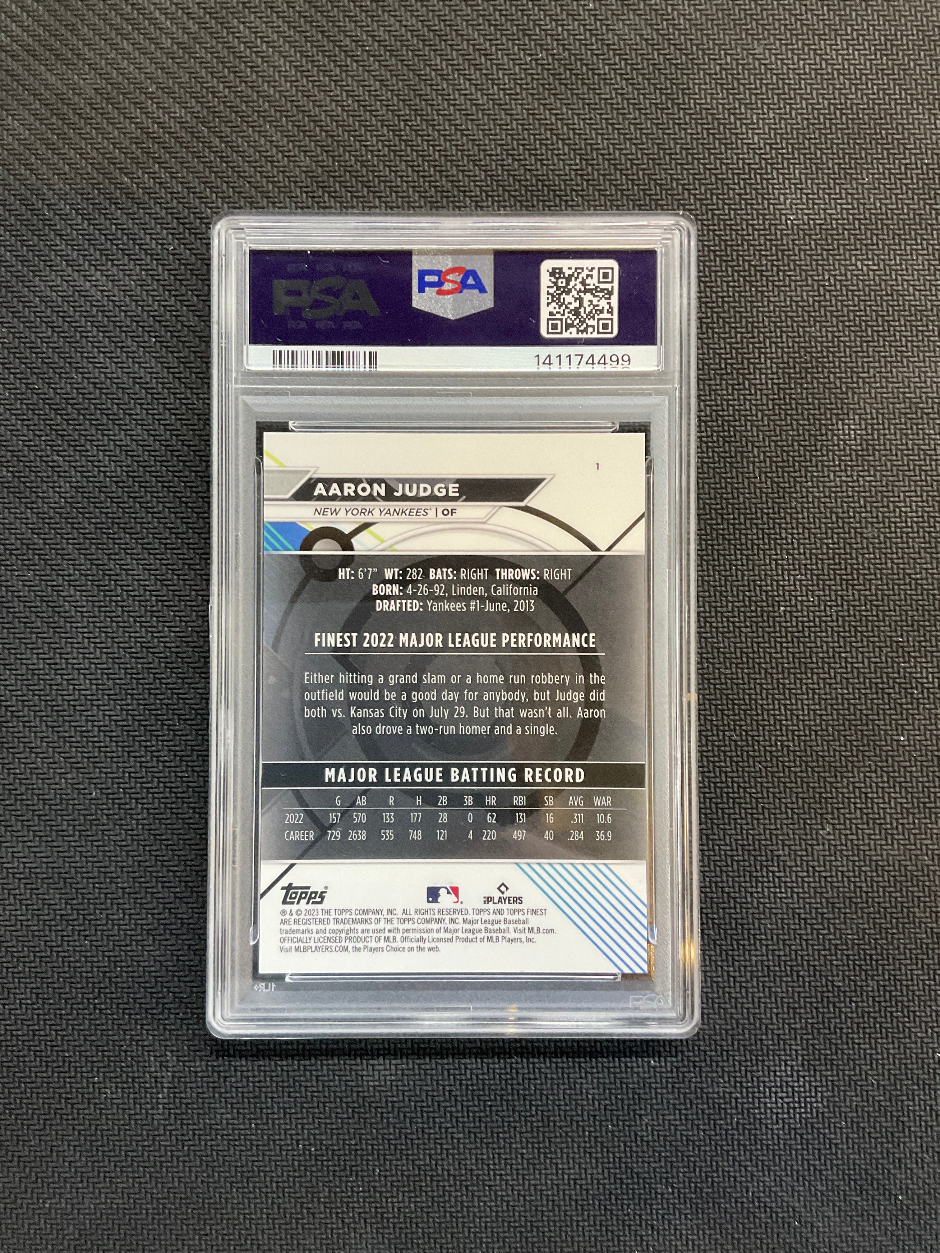 2023 Topps Finest Aaron Judge Gold /50 PSA 10 Yankees