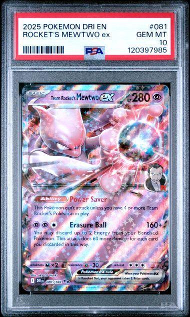 2025 Pokemon Destined Rivals Team Rocket's Mewtwo ex 081 PSA 10