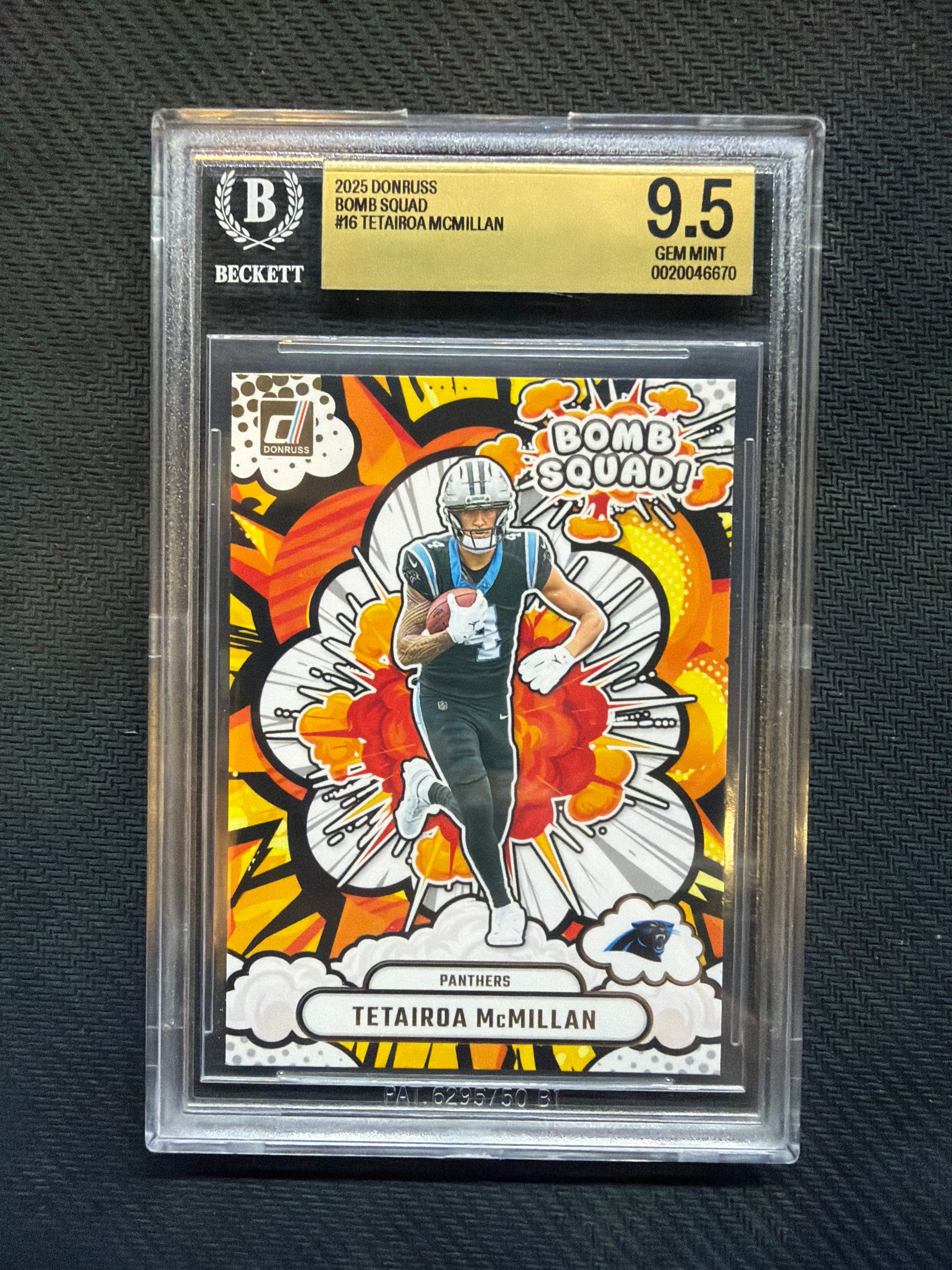 2025 Donruss Teterairoa McMillan Rookie Bomb Squad BGS 9.5 Panthers