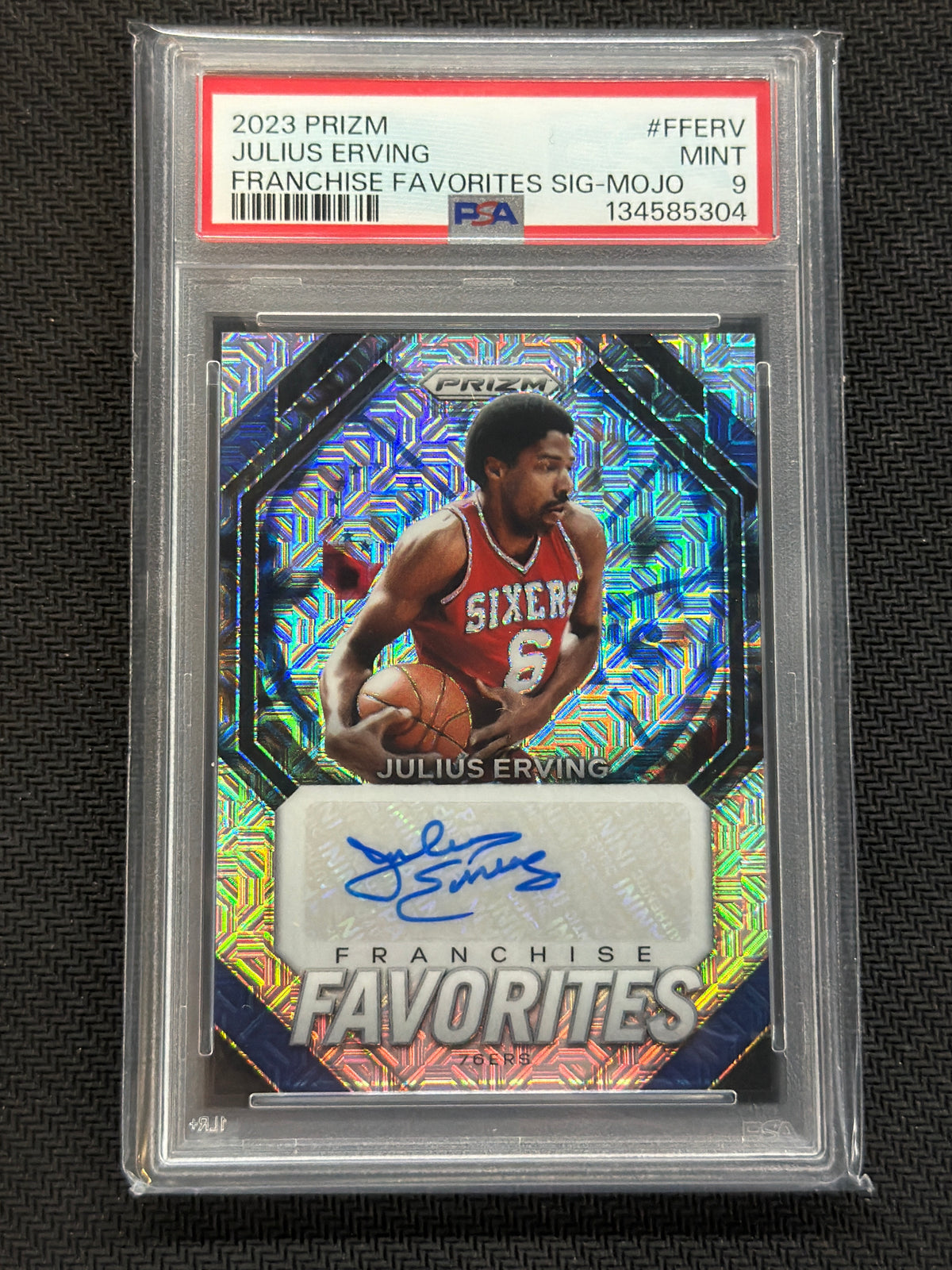 2023 Prizm Julius Erving Franchise Favorites Auto /25 PSA 9 Mojo 304