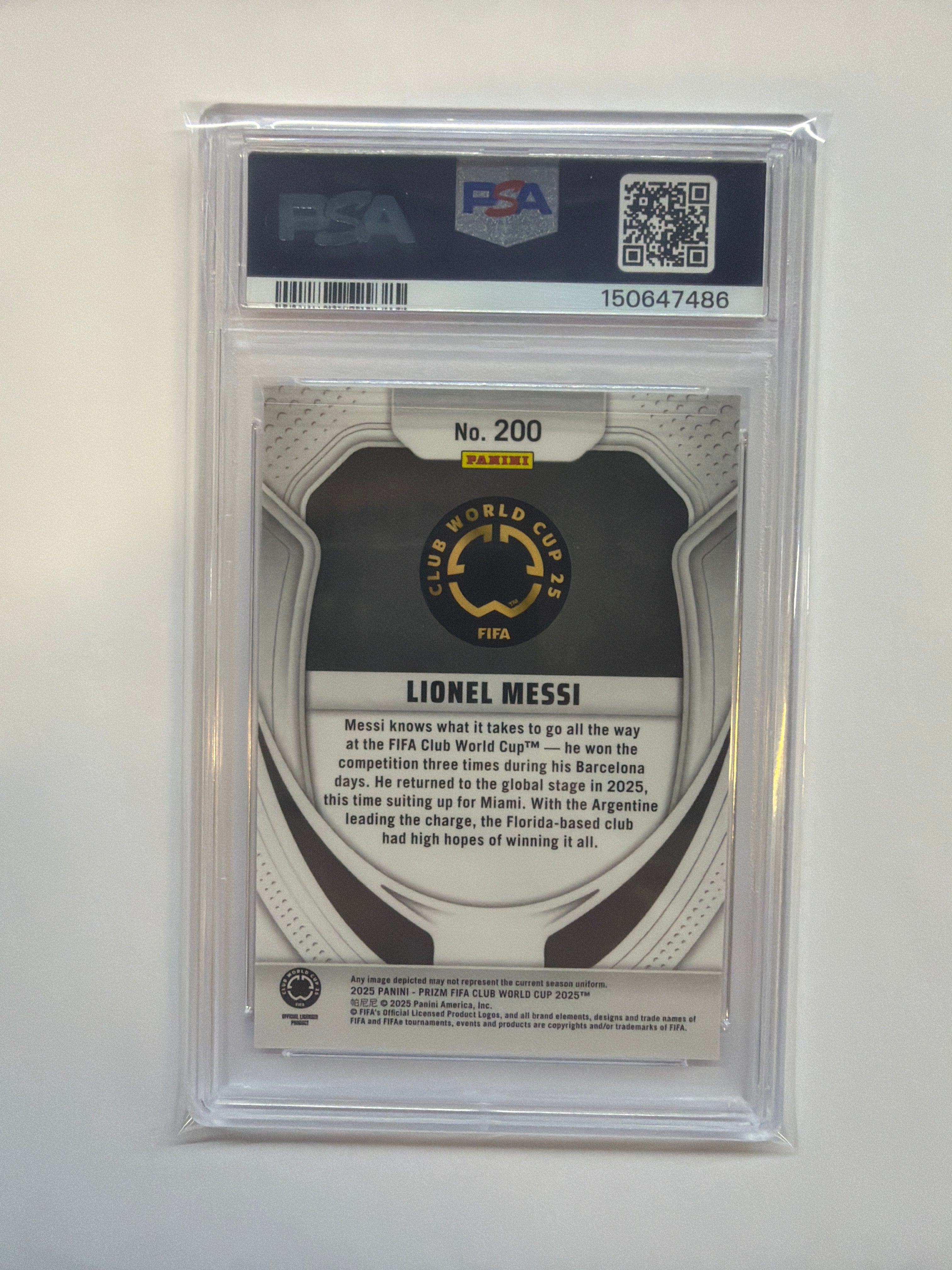 2025 Prizm World Cup Lionel Messi #200 PSA 10 Miami