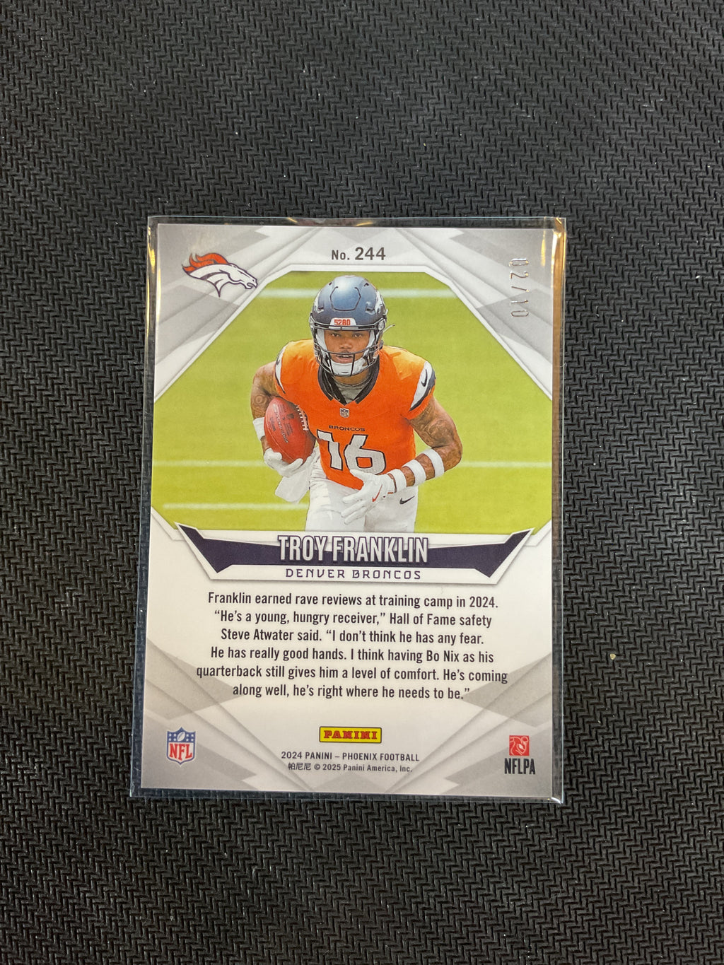 2024 Panini Phoenix Troy Franklin Gold Pandora Rookie /10 Broncos