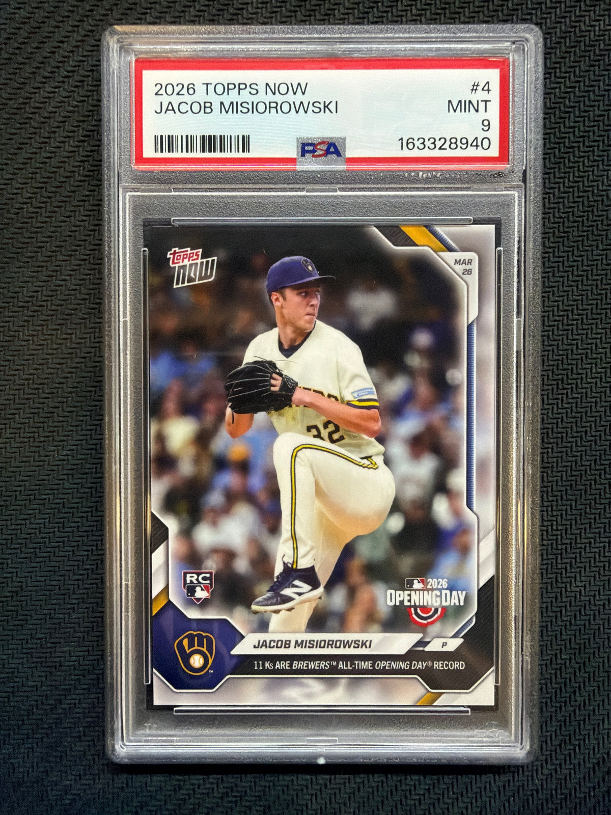 2026 Topps Now Jacob Misiorowski #4 PSA 9 Brewers